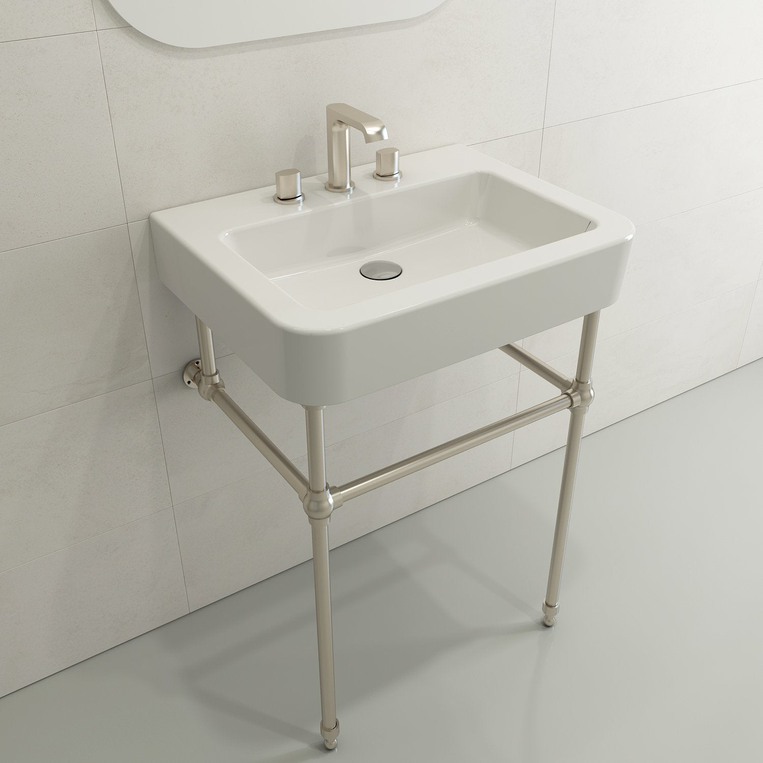 Parma Wall-Mounted Sink Fireclay 25.5 in. 3-Hole with Overflow 1123