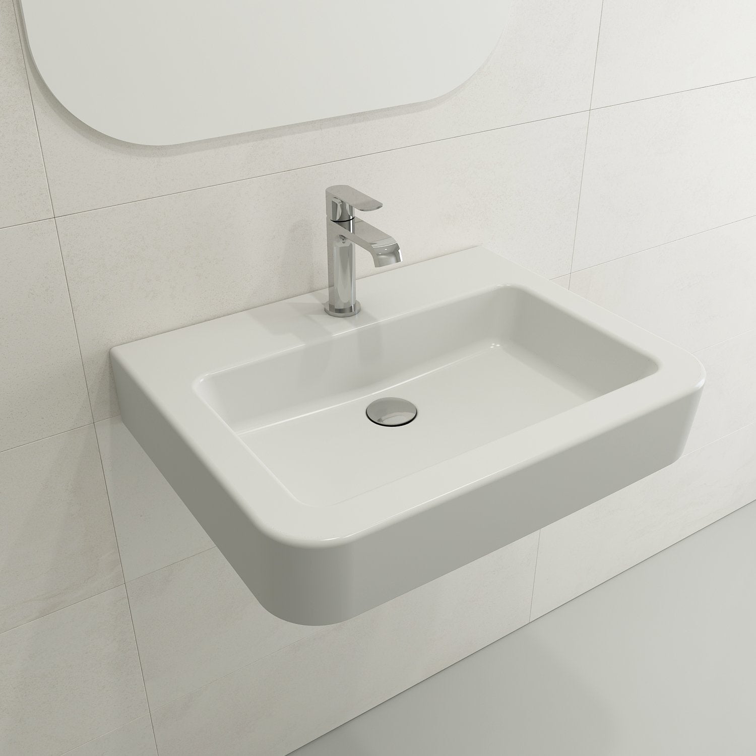 Parma Wall-Mounted Sink Fireclay 25.5 in. 1-Hole with Overflow 1123