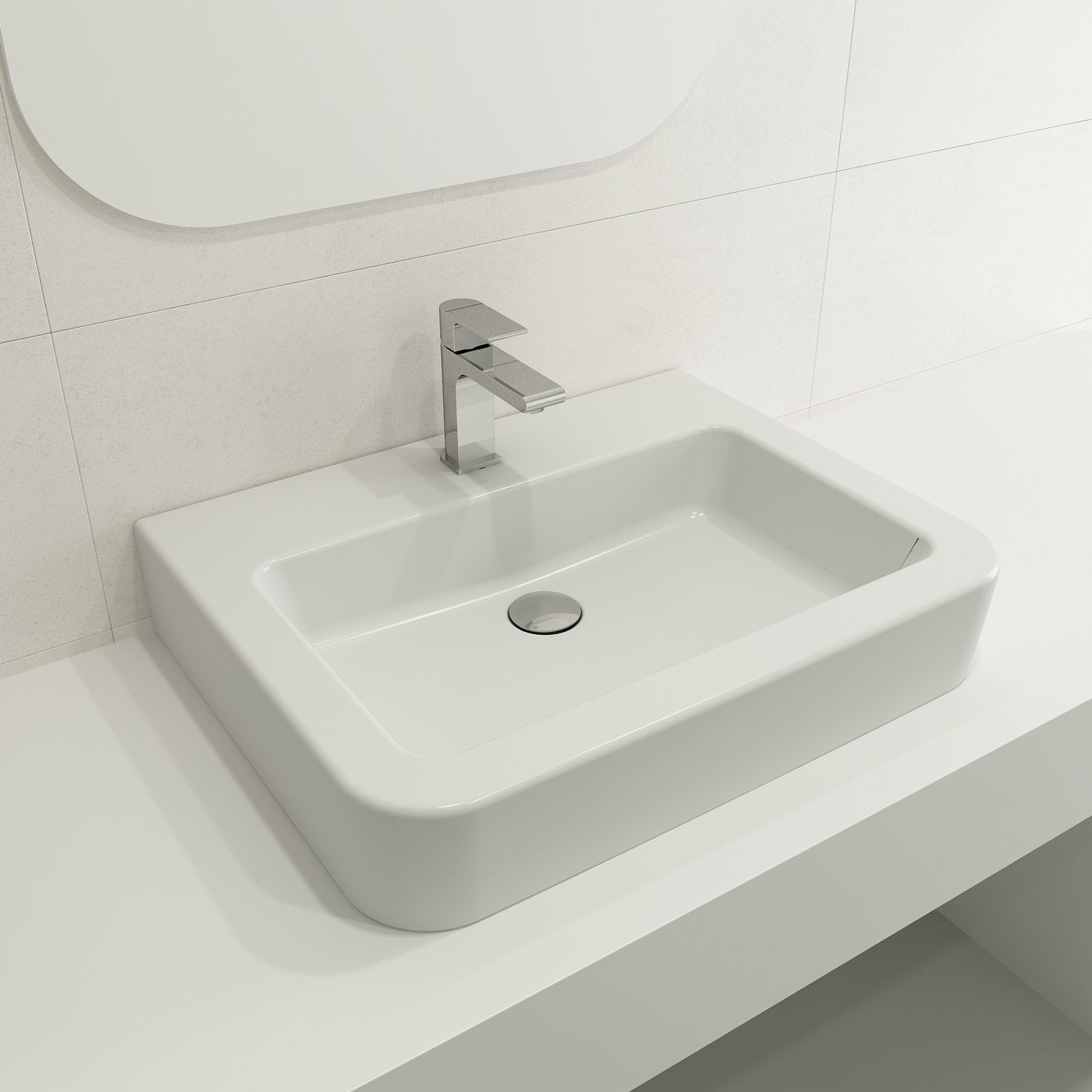 Parma Wall-Mounted Sink Fireclay 25.5 in. 1-Hole with Overflow 1123
