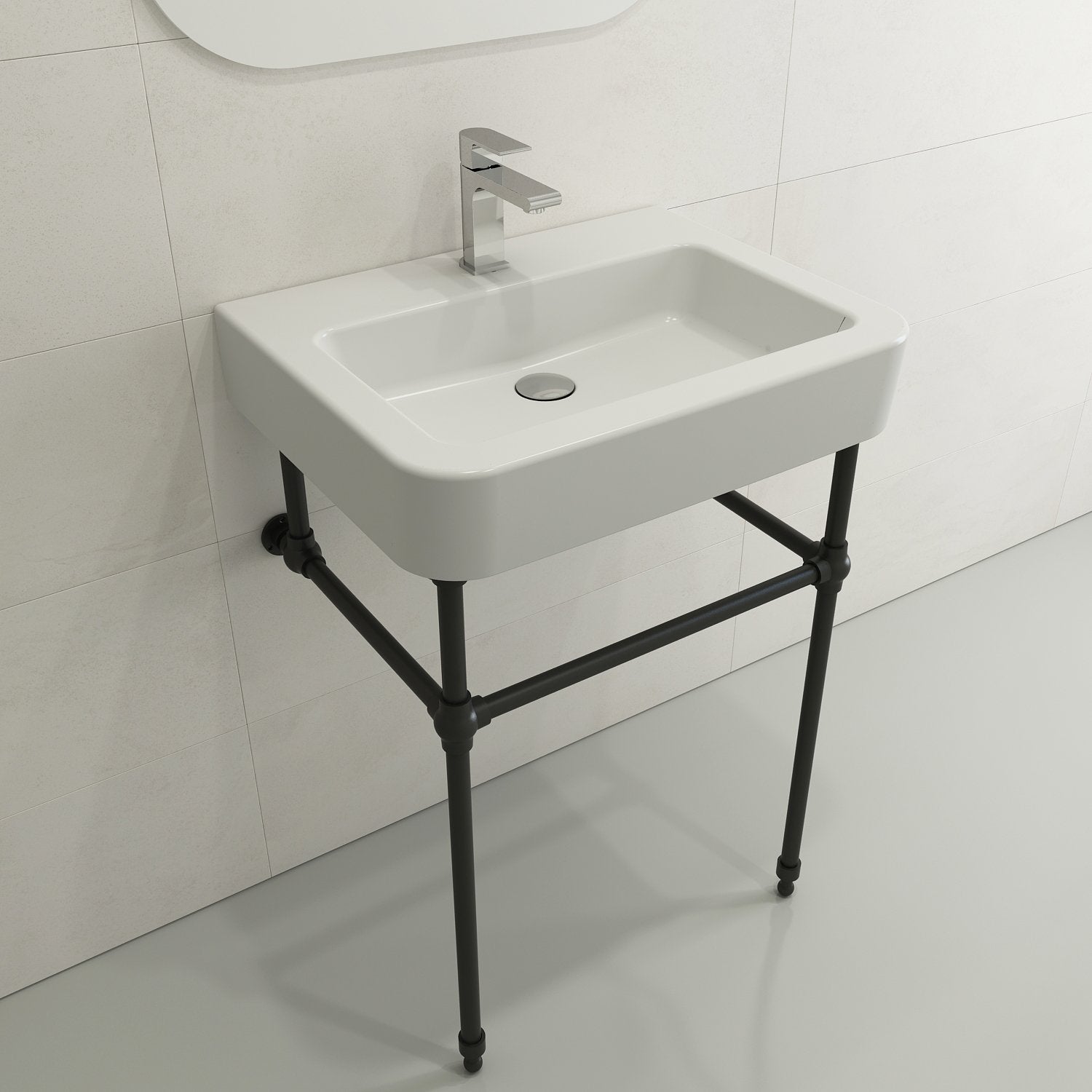 Parma Wall-Mounted Sink Fireclay 25.5 in. 1-Hole with Overflow 1123