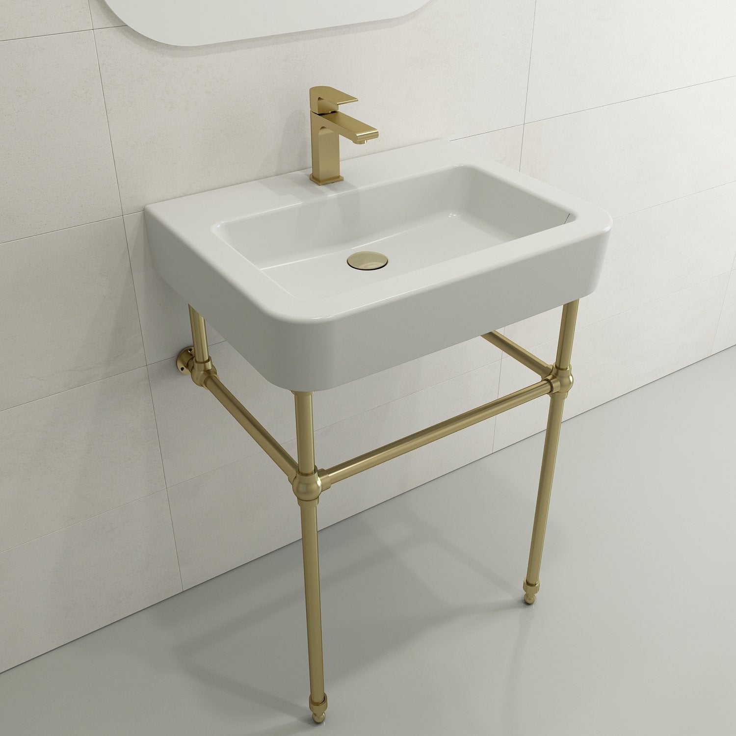 Parma Wall-Mounted Sink Fireclay 25.5 in. 1-Hole with Overflow 1123