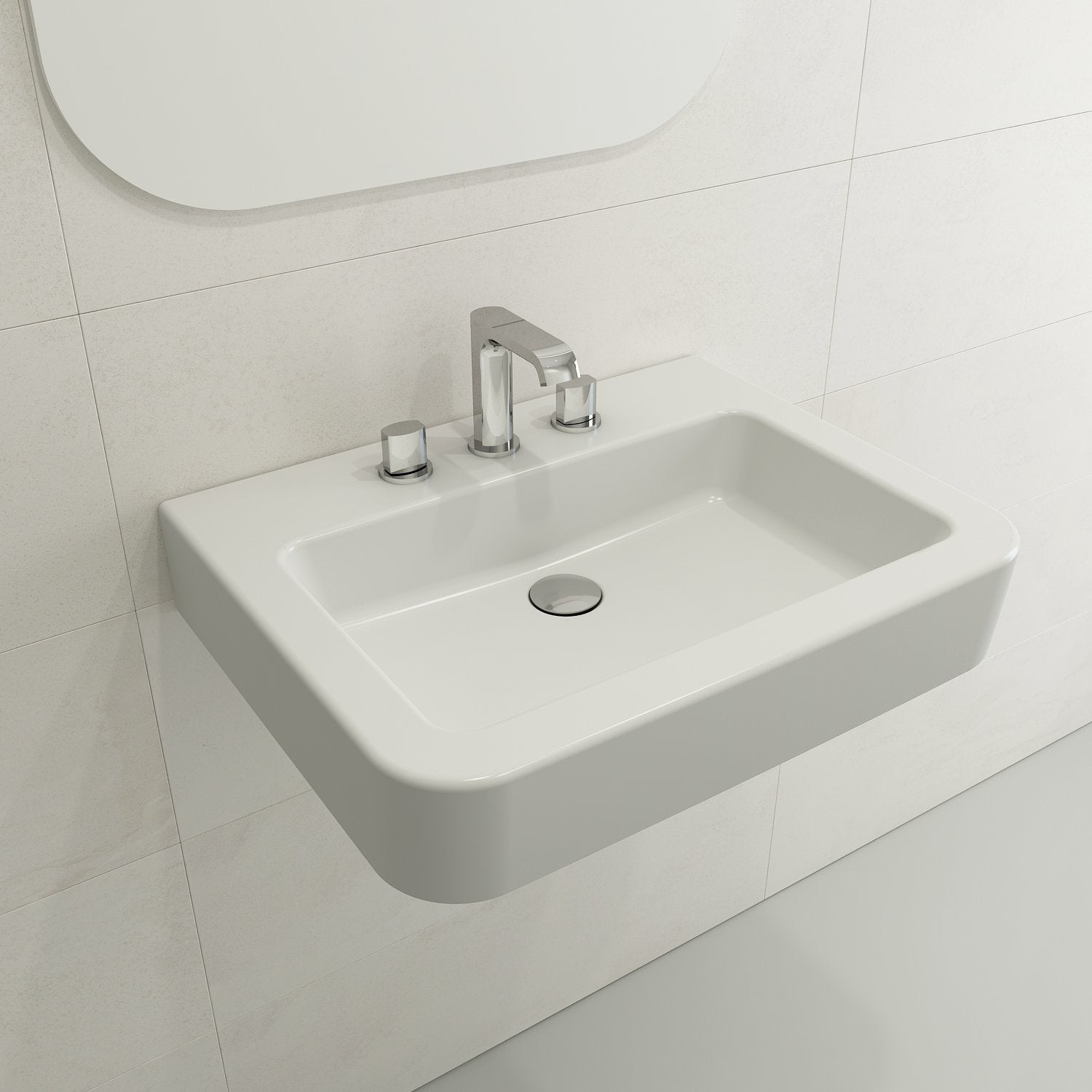 Parma Wall-Mounted Sink Fireclay 25.5 in. 3-Hole with Overflow 1123