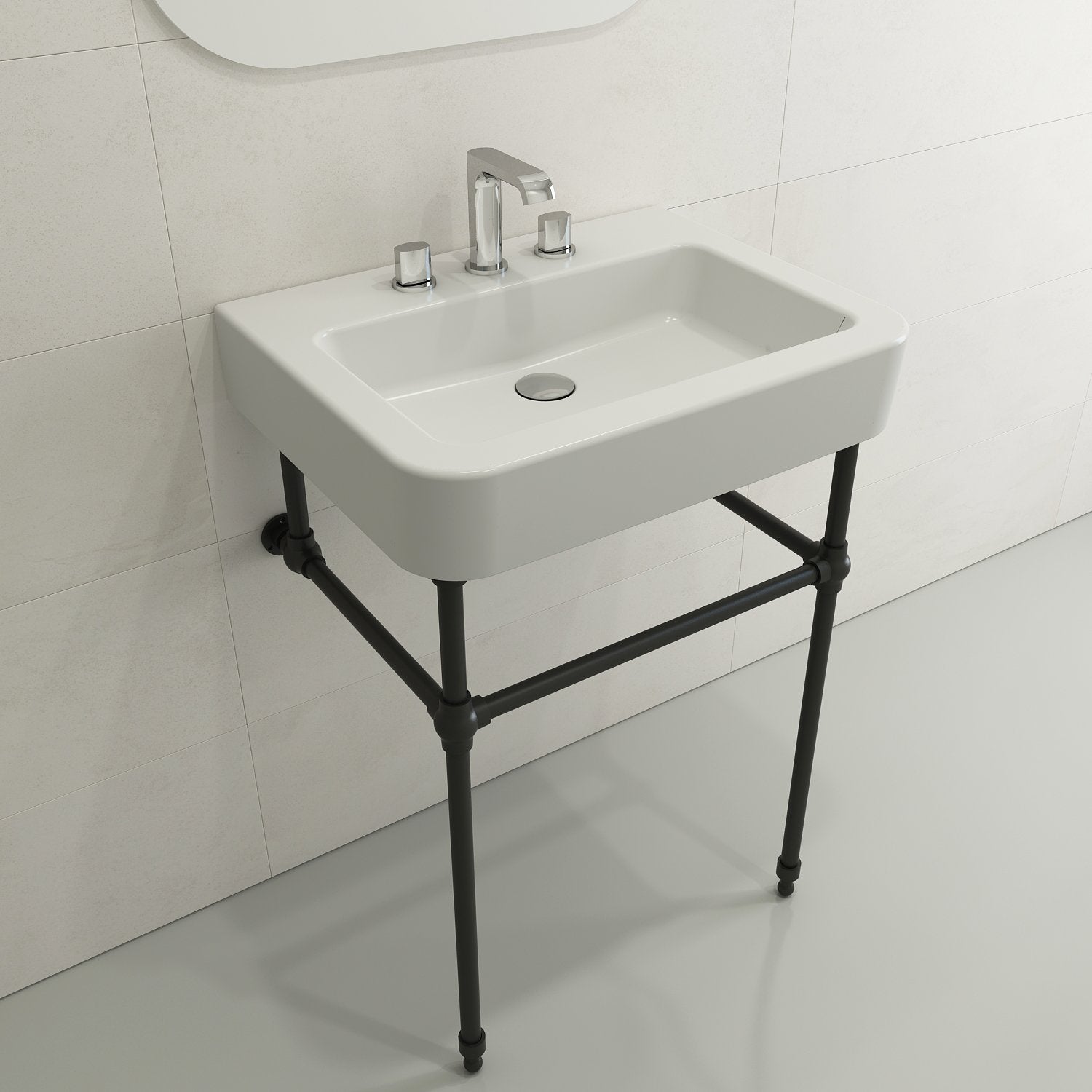 Parma Wall-Mounted Sink Fireclay 25.5 in. 3-Hole with Overflow 1123