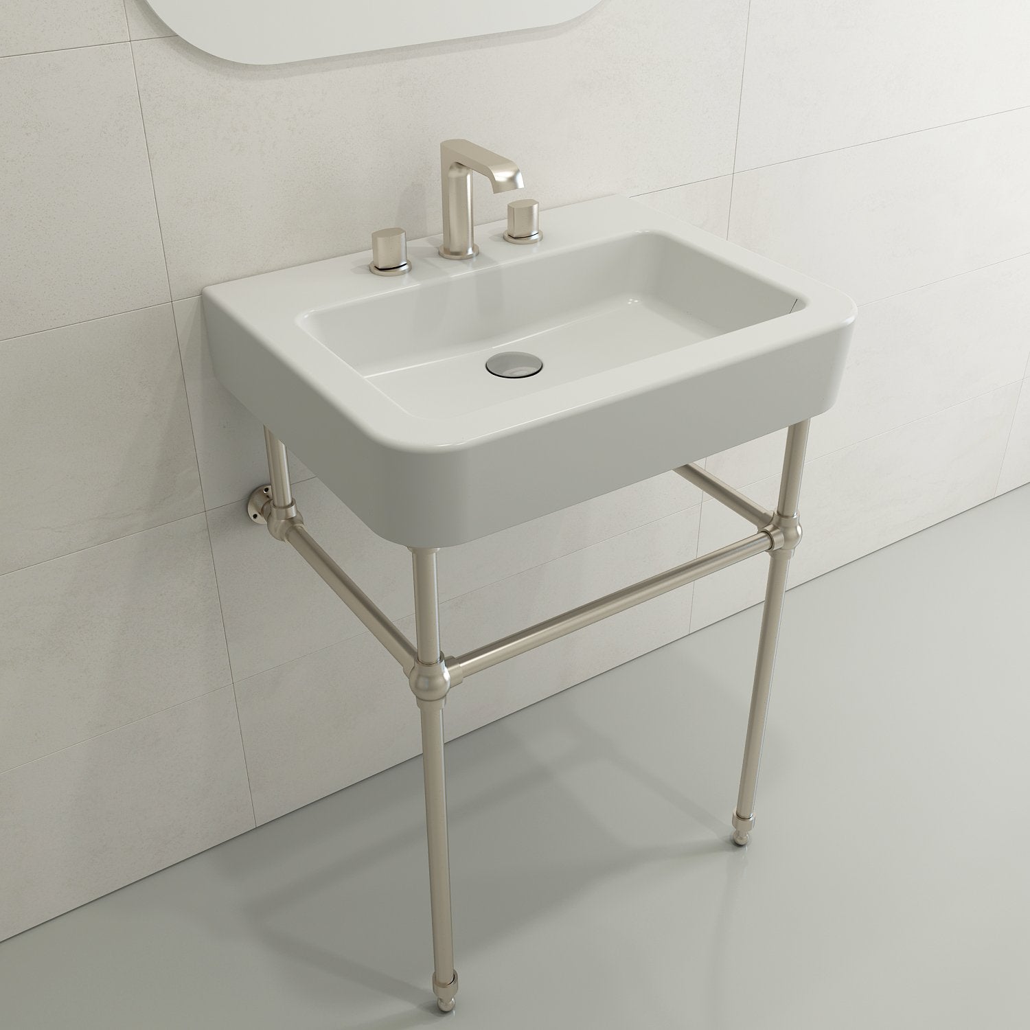 Parma Wall-Mounted Sink Fireclay 25.5 in. 3-Hole with Overflow 1123