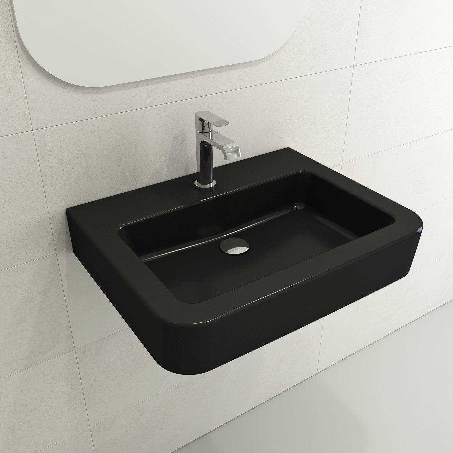 Parma Wall-Mounted Sink Fireclay 25.5 in. 1-Hole with Overflow 1123