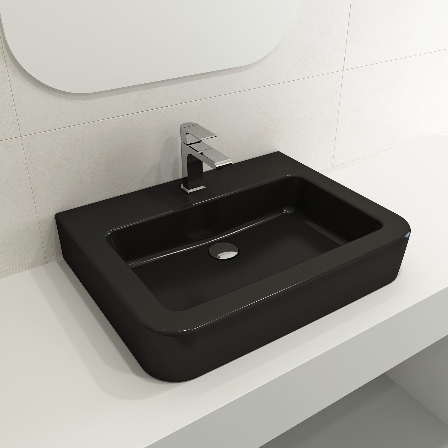 Parma Wall-Mounted Sink Fireclay 25.5 in. 1-Hole with Overflow 1123