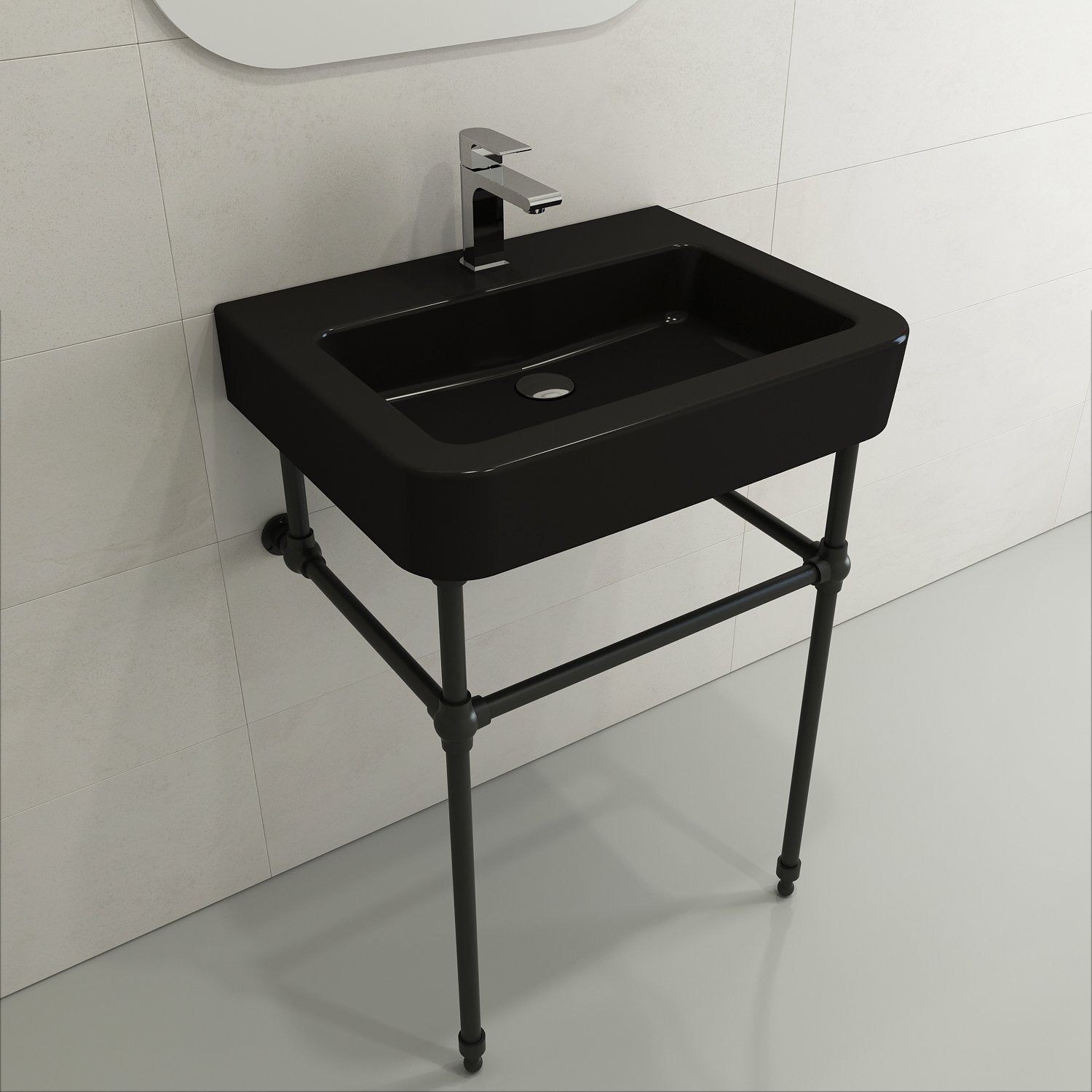 Parma Wall-Mounted Sink Fireclay 25.5 in. 1-Hole with Overflow 1123