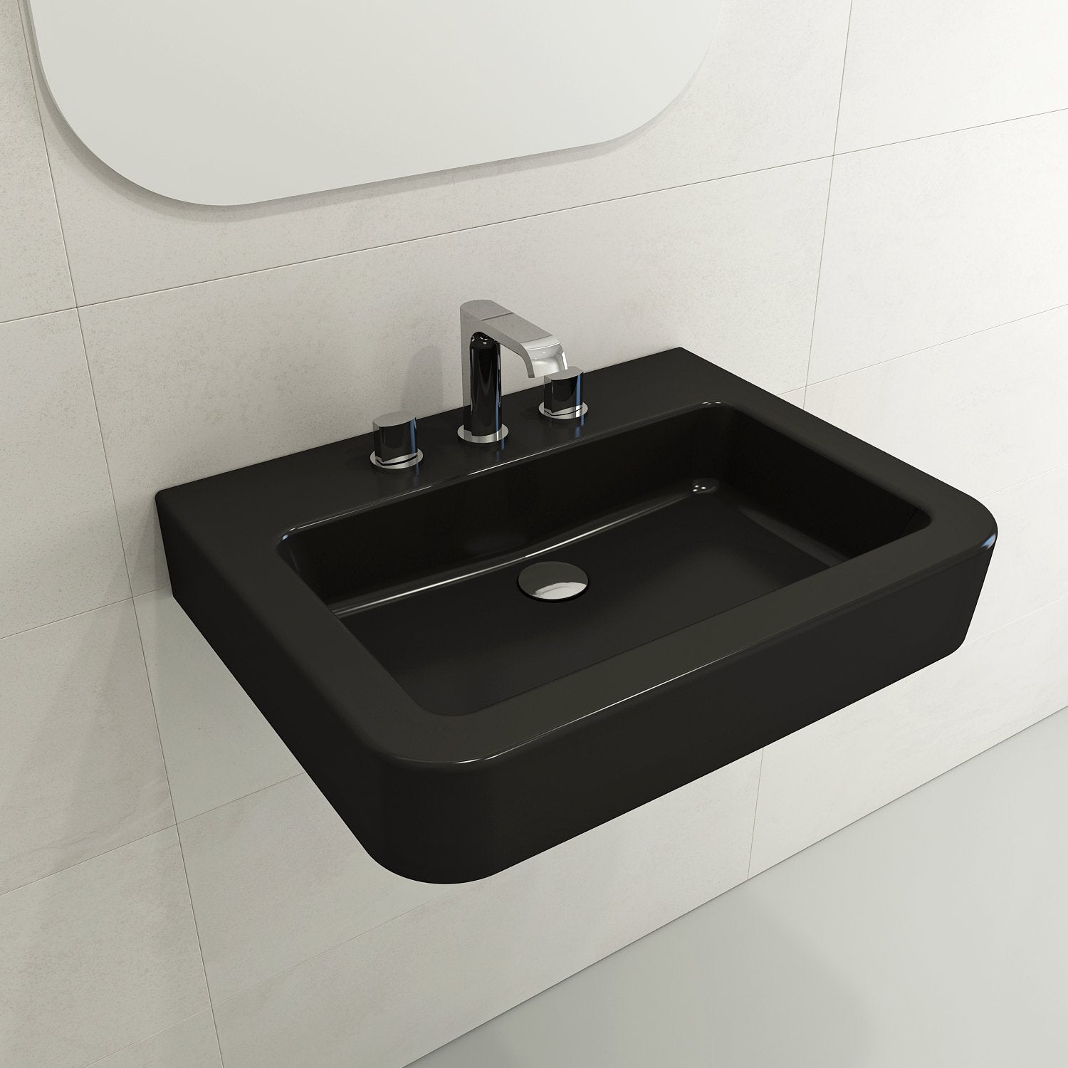 Parma Wall-Mounted Sink Fireclay 25.5 in. 3-Hole with Overflow 1123
