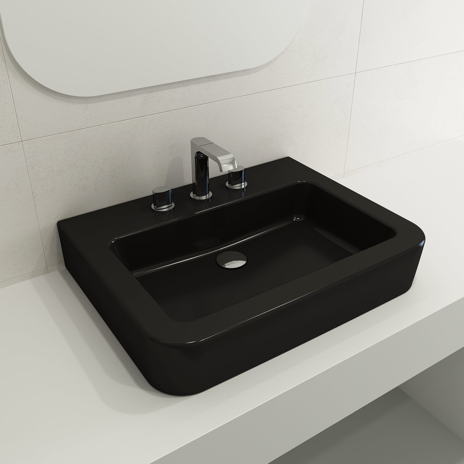 Parma Wall-Mounted Sink Fireclay 25.5 in. 3-Hole with Overflow 1123