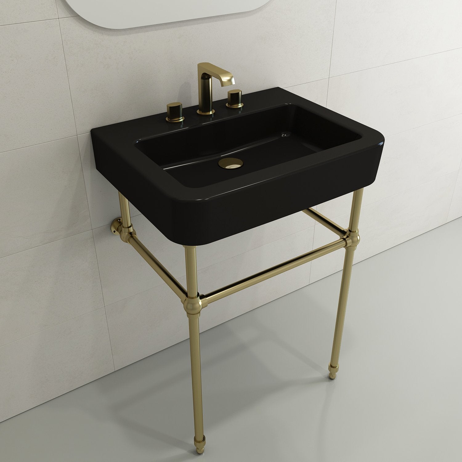 Parma Wall-Mounted Sink Fireclay 25.5 in. 3-Hole with Overflow 1123