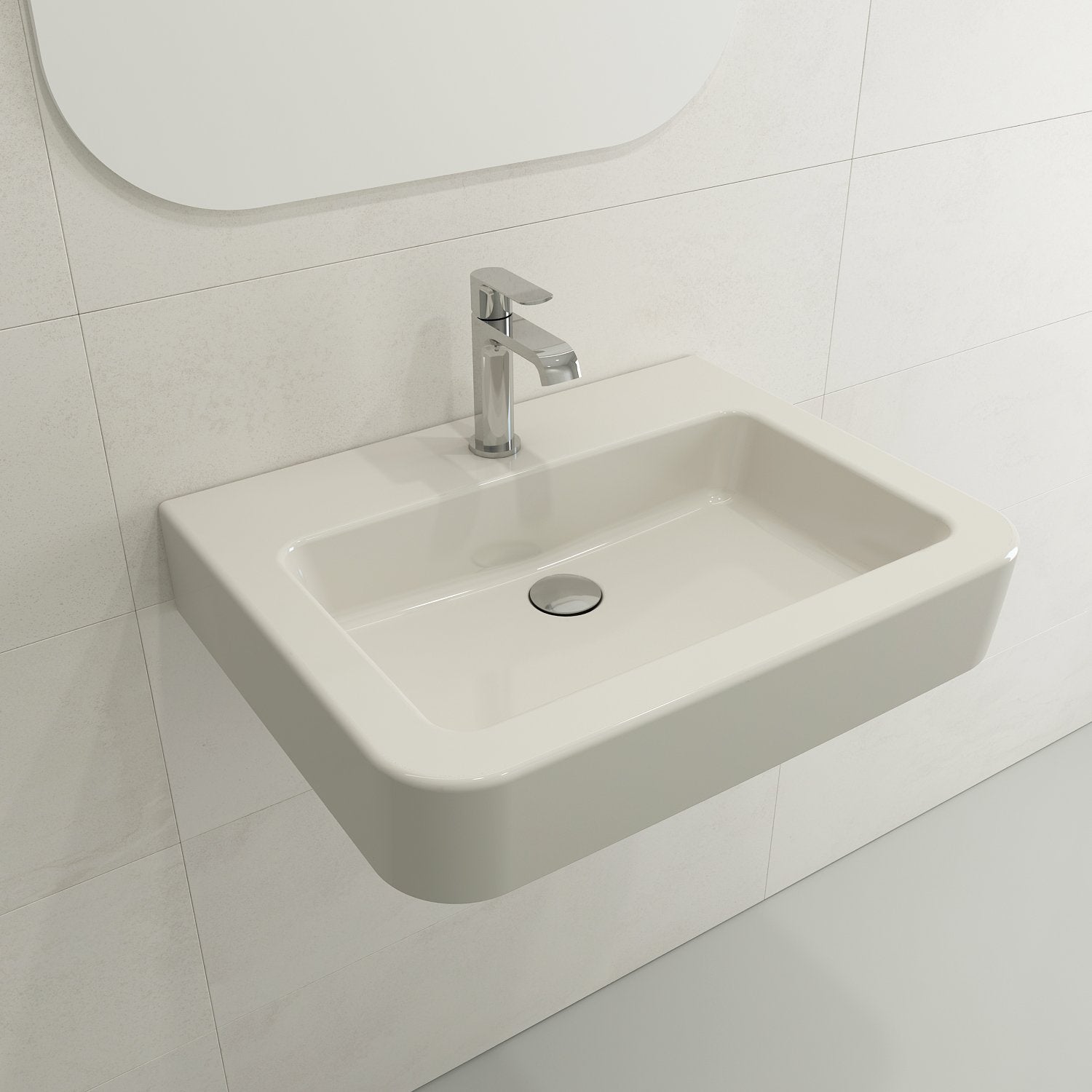 Parma Wall-Mounted Sink Fireclay 25.5 in. 1-Hole with Overflow 1123