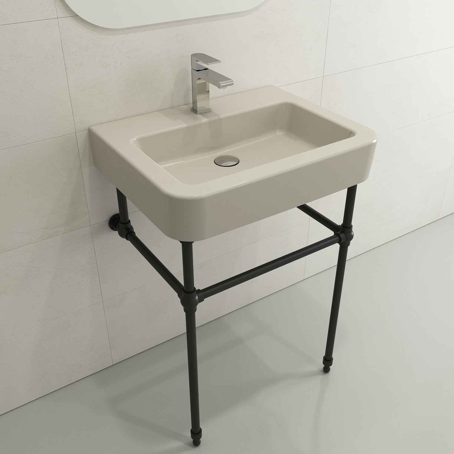 Parma Wall-Mounted Sink Fireclay 25.5 in. 1-Hole with Overflow 1123