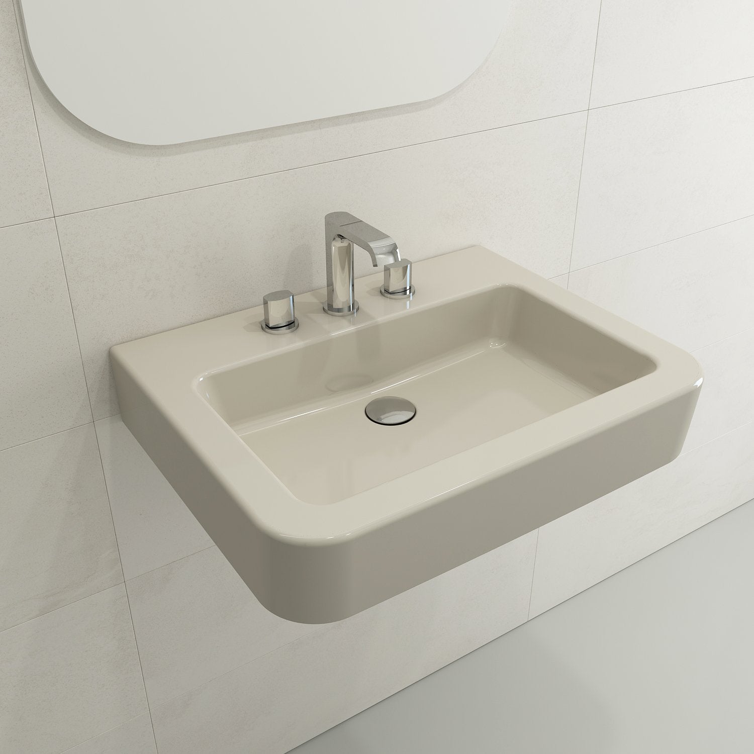 Parma Wall-Mounted Sink Fireclay 25.5 in. 3-Hole with Overflow 1123