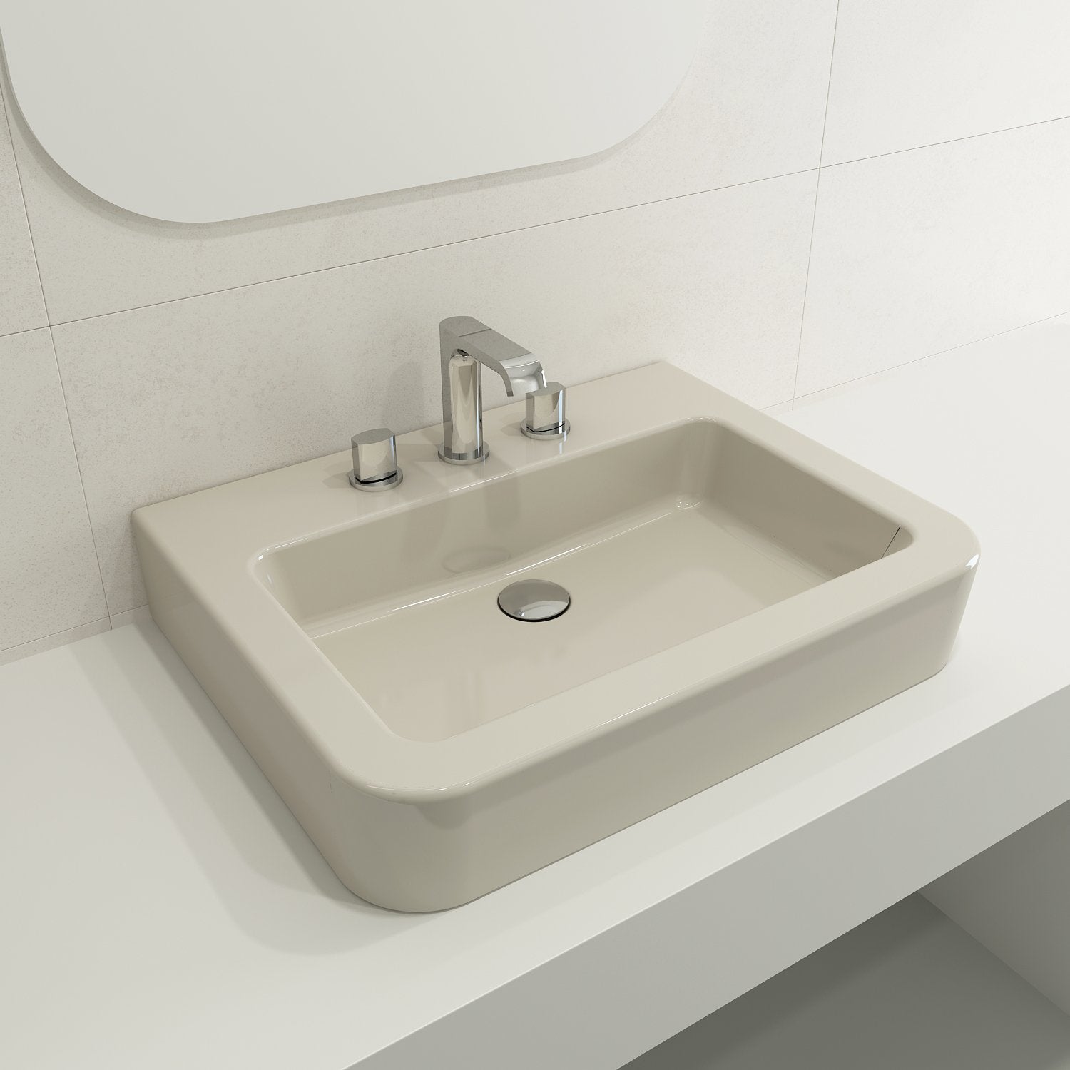 Parma Wall-Mounted Sink Fireclay 25.5 in. 3-Hole with Overflow 1123