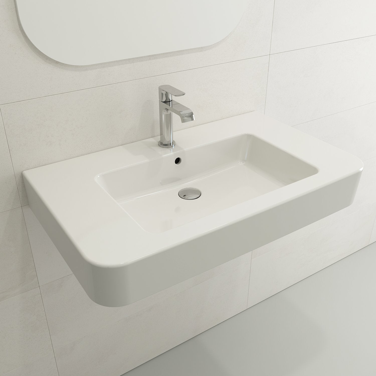 Parma Wall-Mounted Sink Fireclay 33.5 in. 1-Hole with Overflow 1124