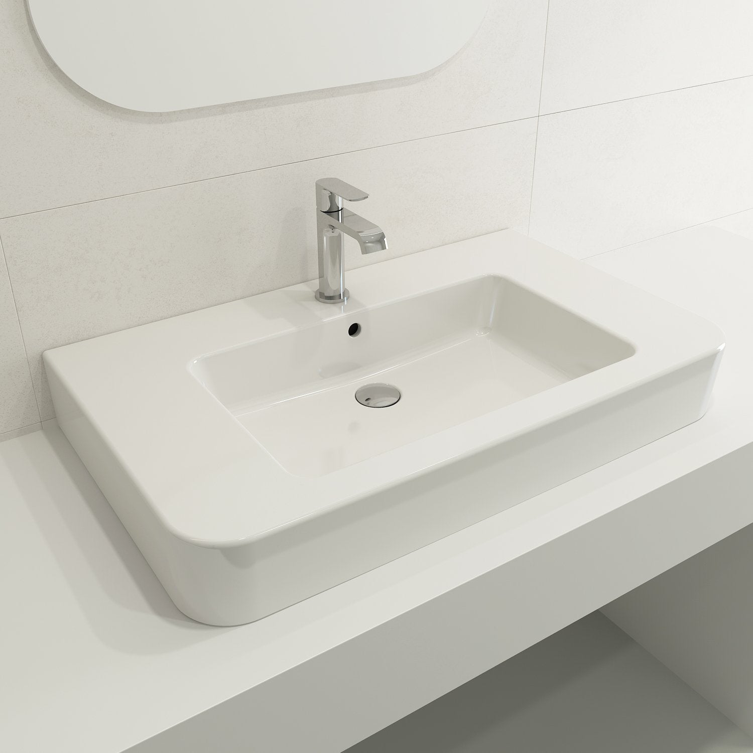 Parma Wall-Mounted Sink Fireclay 33.5 in. 1-Hole with Overflow 1124