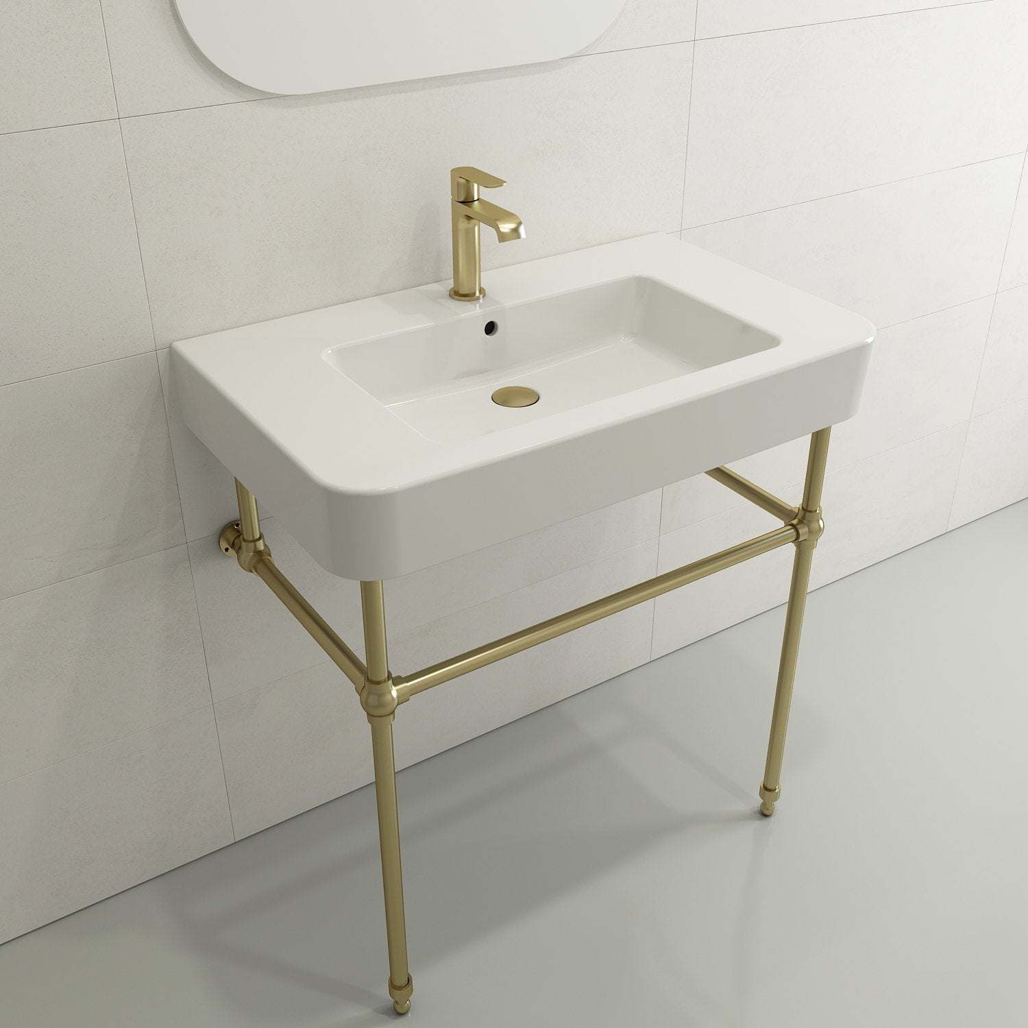 Parma Wall-Mounted Sink Fireclay 33.5 in. 1-Hole with Overflow 1124