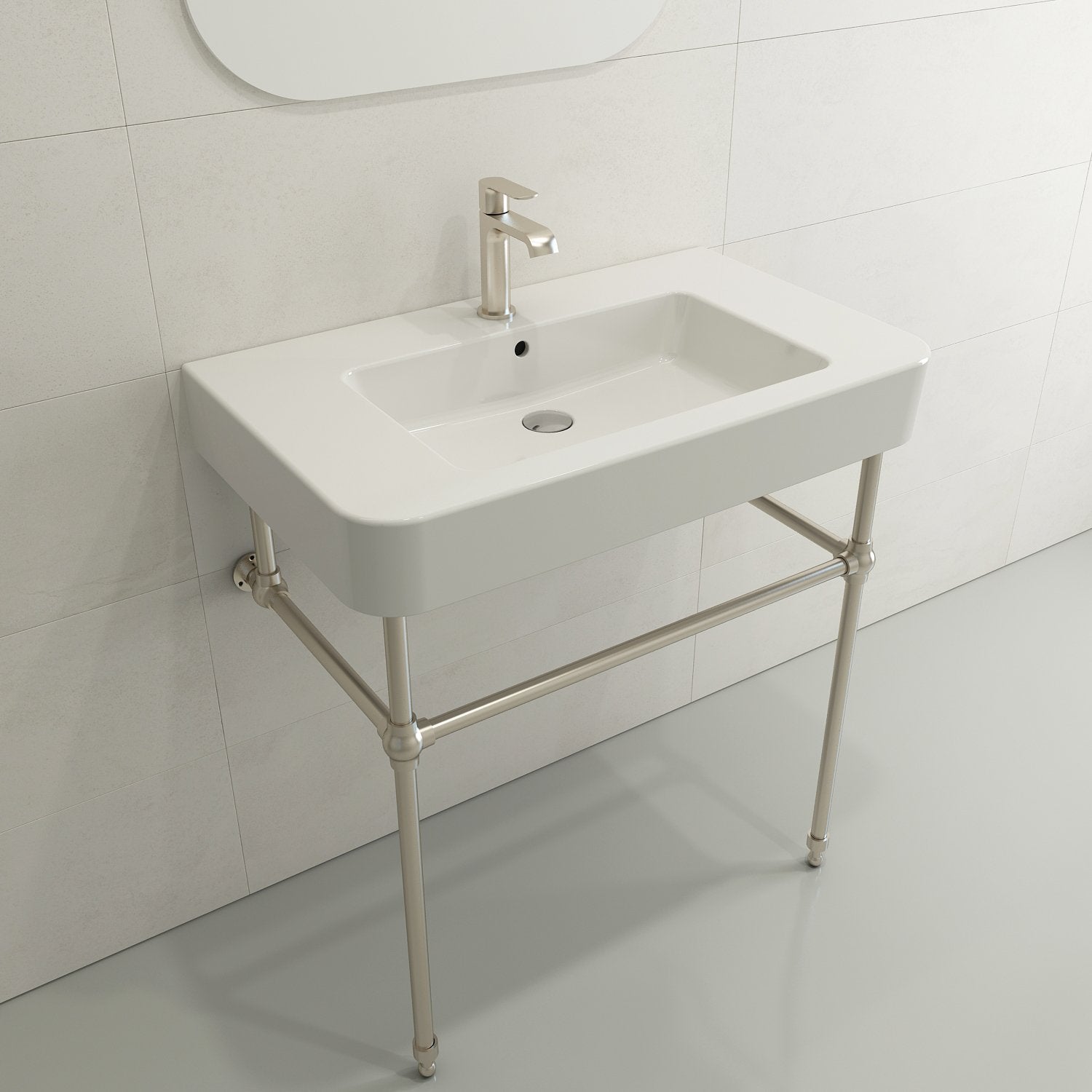 Parma Wall-Mounted Sink Fireclay 33.5 in. 1-Hole with Overflow 1124