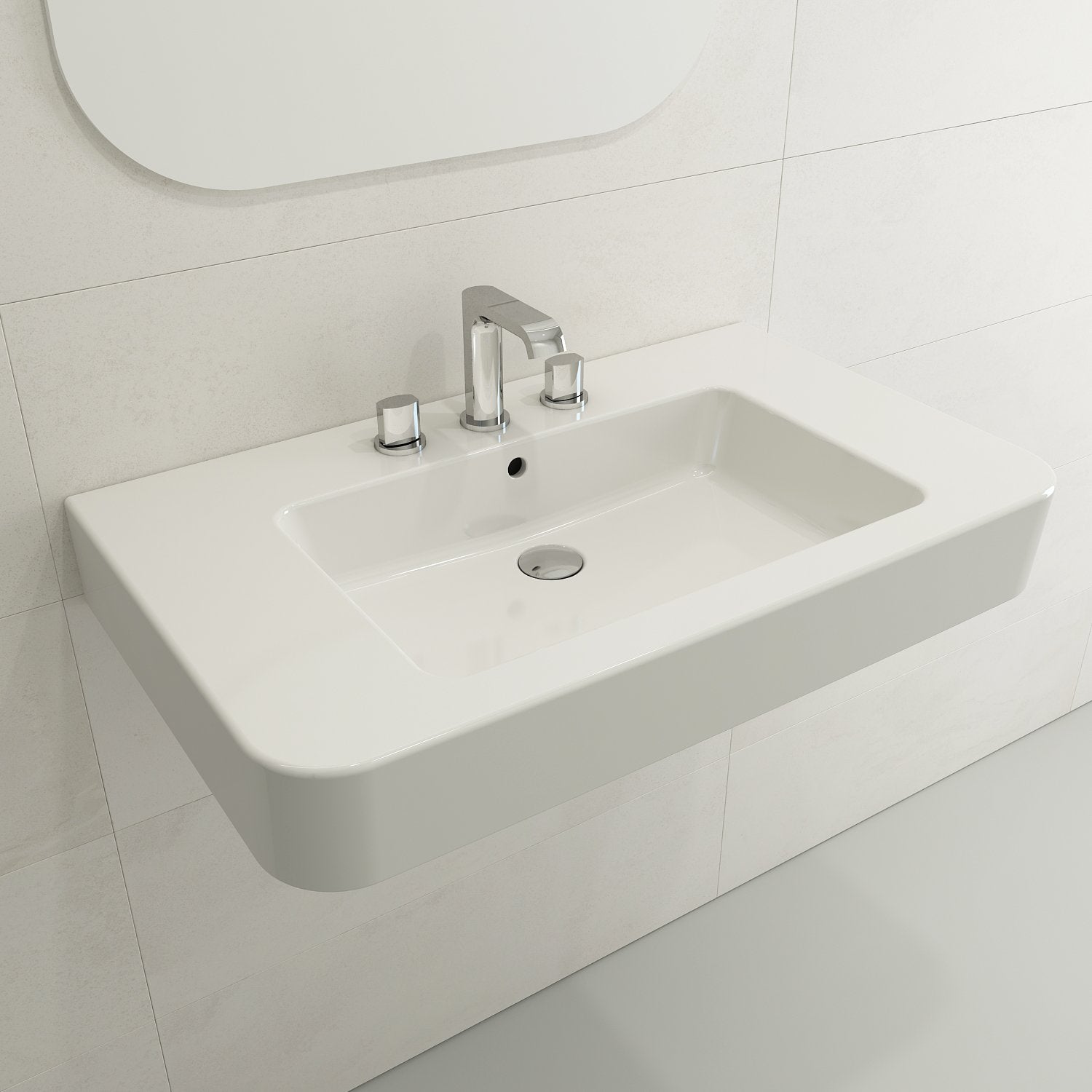 Parma Wall-Mounted Sink Fireclay 33.5 in. 3-Hole with Overflow 1124