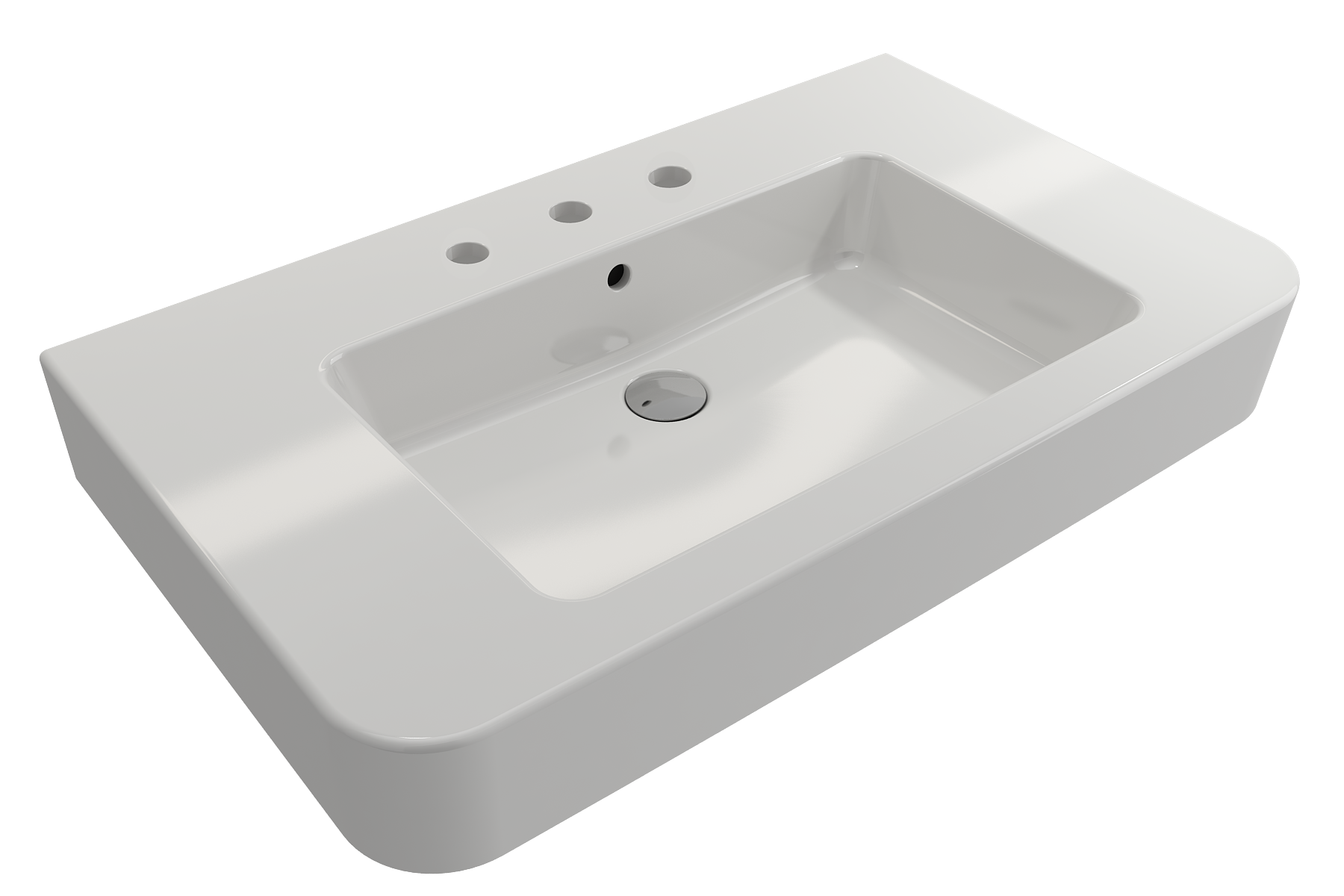 Parma Wall-Mounted Sink Fireclay 33.5 in. 3-Hole with Overflow 1124