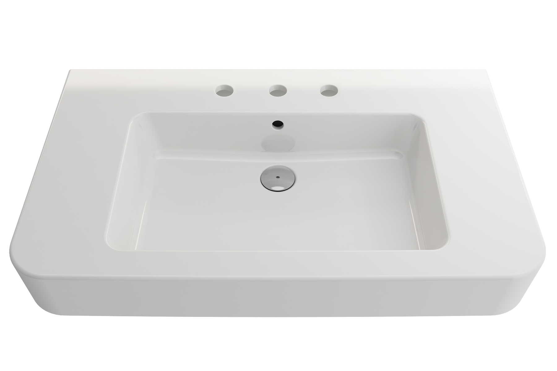 Parma Wall-Mounted Sink Fireclay 33.5 in. 3-Hole with Overflow 1124