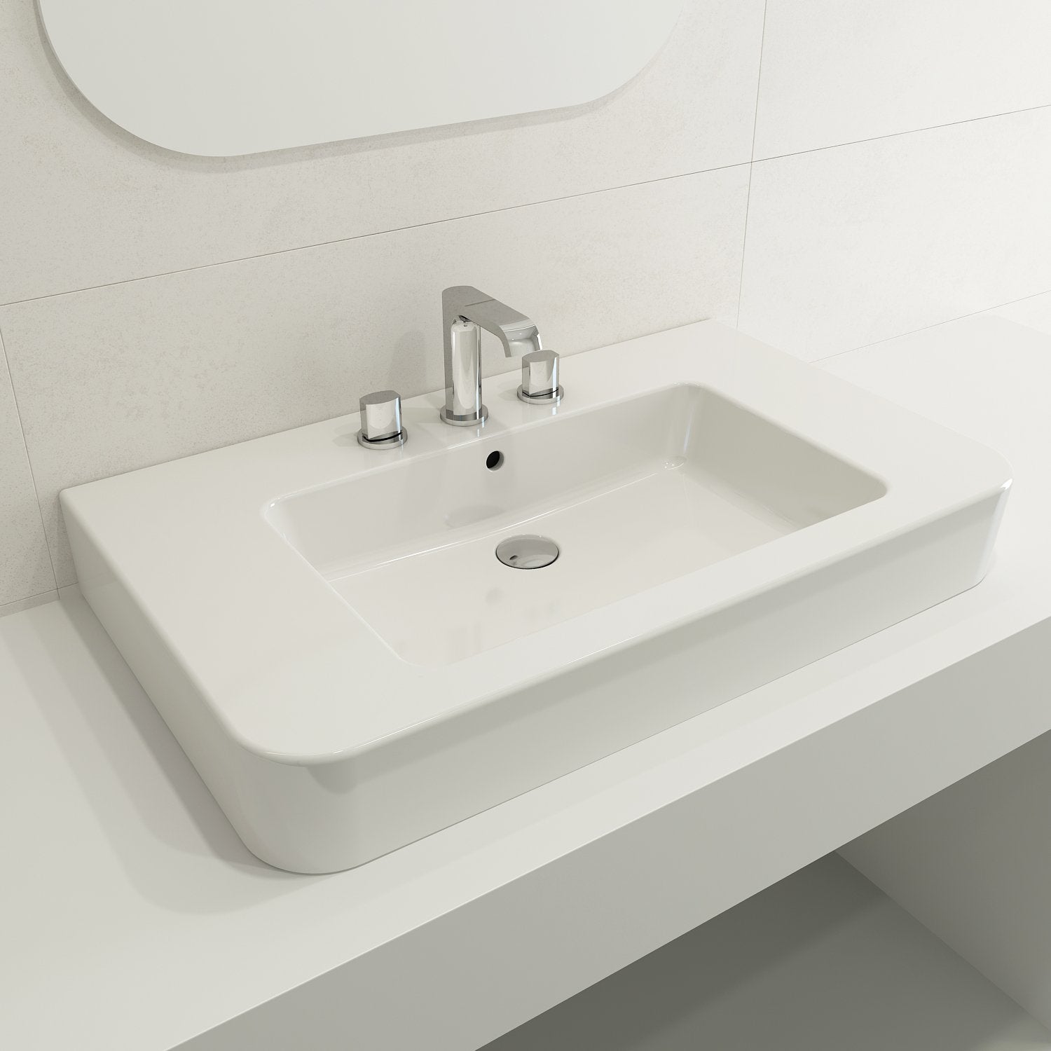 Parma Wall-Mounted Sink Fireclay 33.5 in. 3-Hole with Overflow 1124