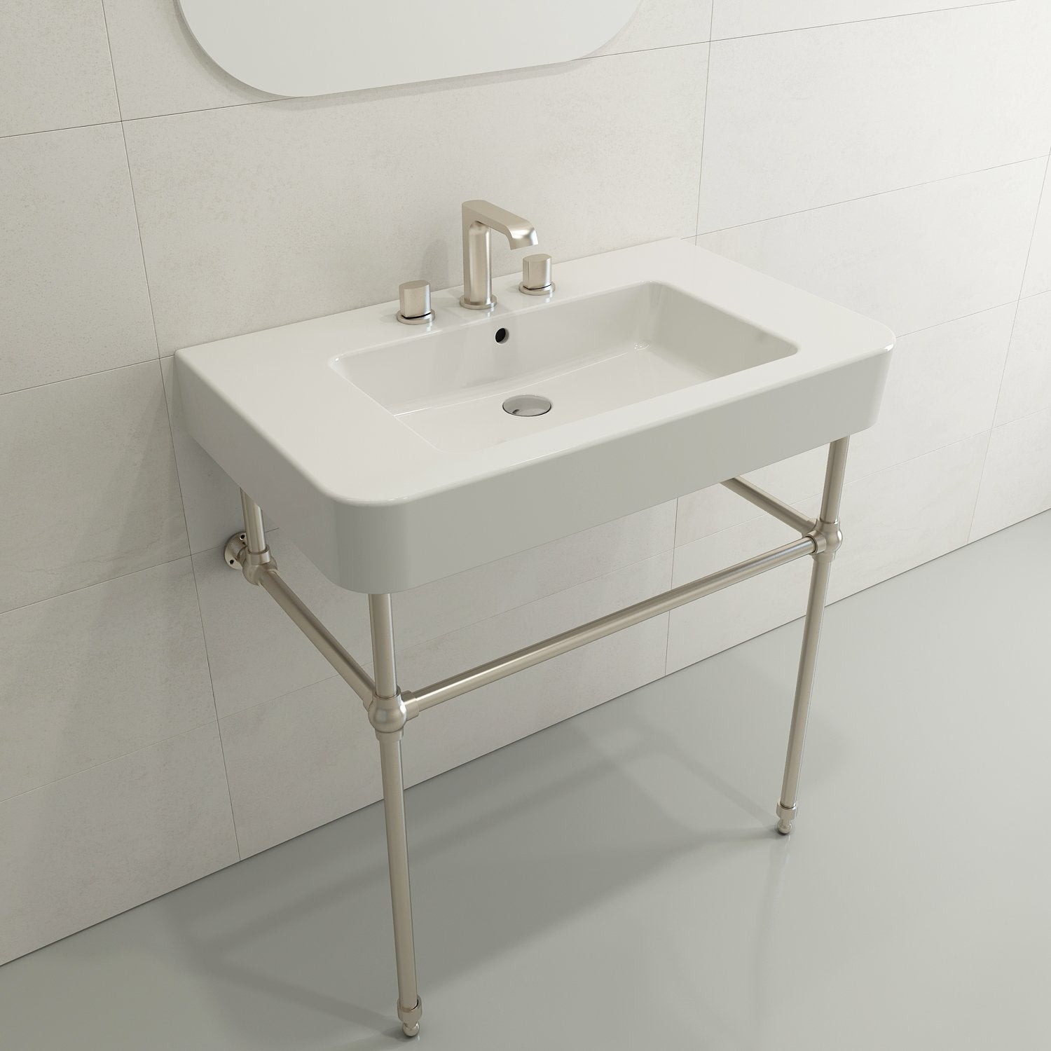 Parma Wall-Mounted Sink Fireclay 33.5 in. 3-Hole with Overflow 1124