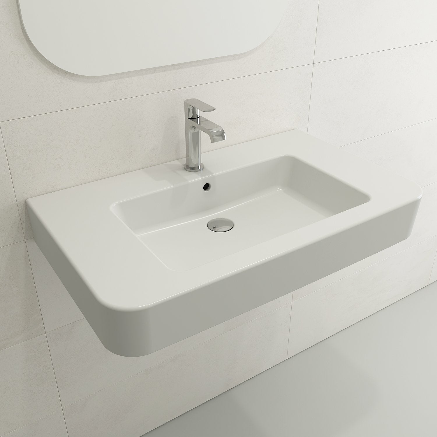 Parma Wall-Mounted Sink Fireclay 33.5 in. 1-Hole with Overflow 1124