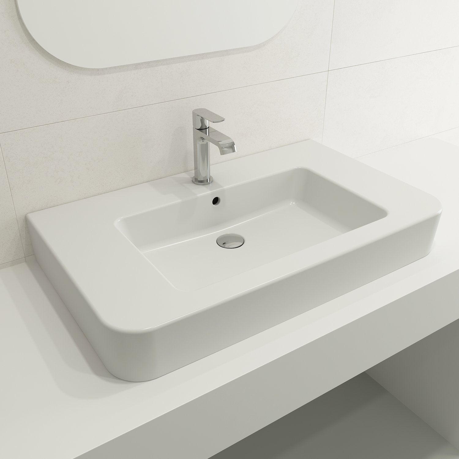 Parma Wall-Mounted Sink Fireclay 33.5 in. 1-Hole with Overflow 1124