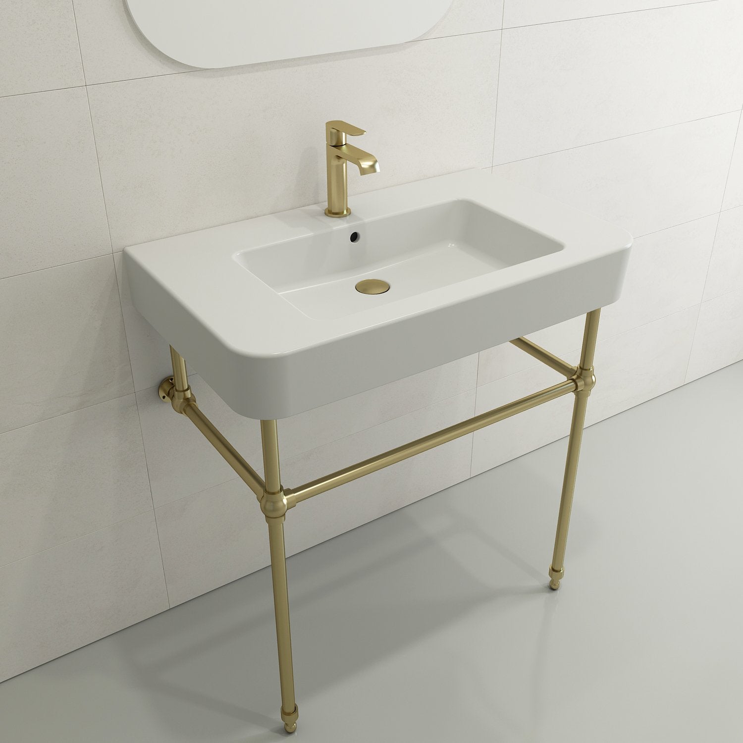 Parma Wall-Mounted Sink Fireclay 33.5 in. 1-Hole with Overflow 1124