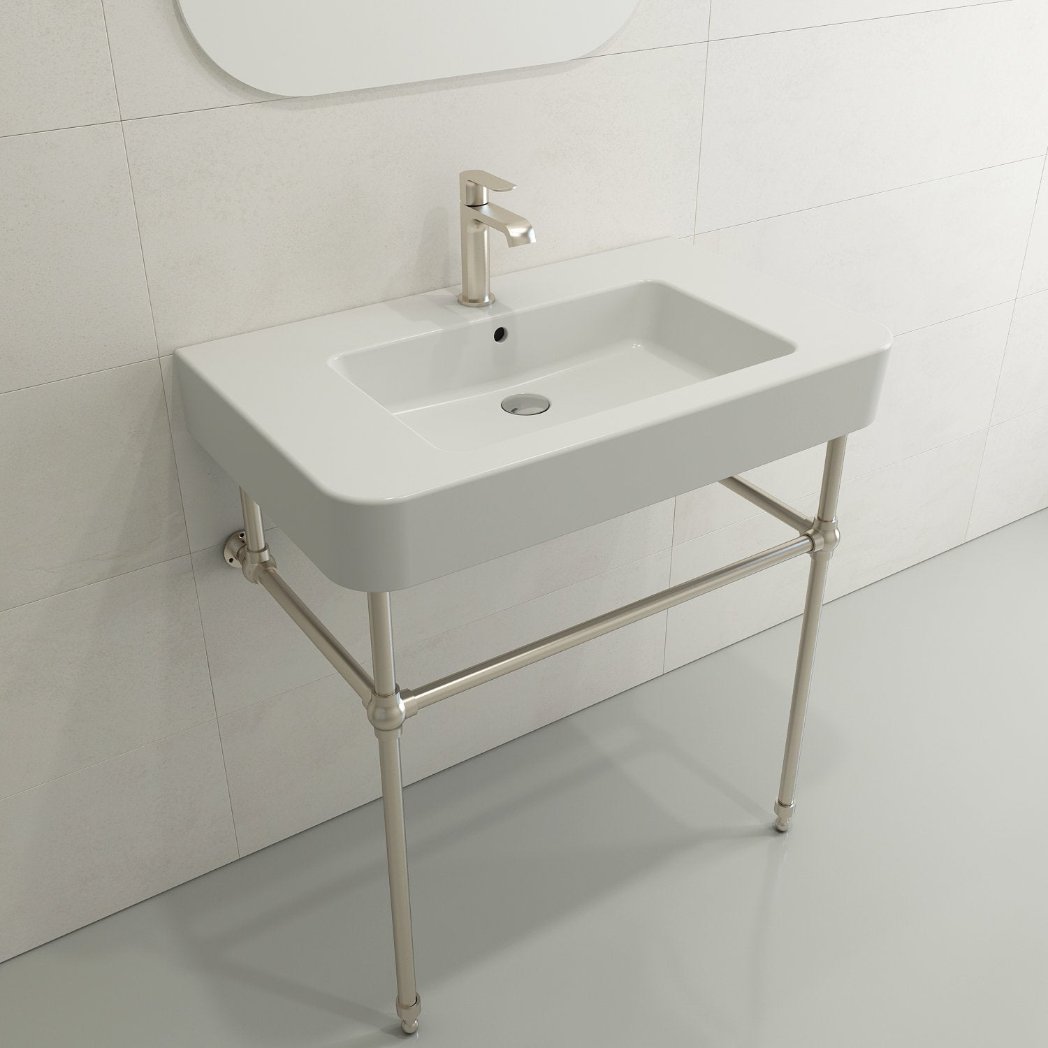 Parma Wall-Mounted Sink Fireclay 33.5 in. 1-Hole with Overflow 1124