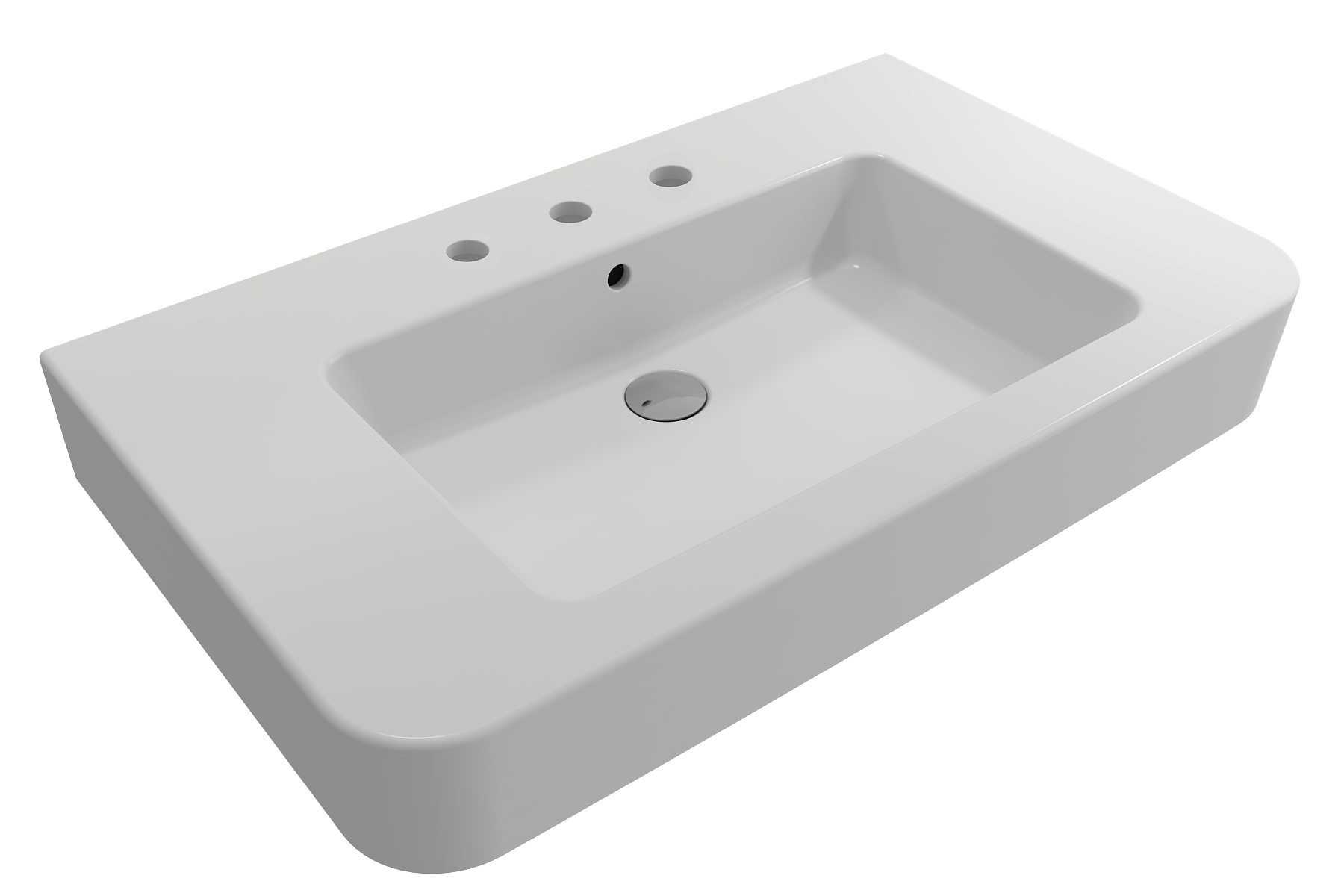 Parma Wall-Mounted Sink Fireclay 33.5 in. 3-Hole with Overflow 1124