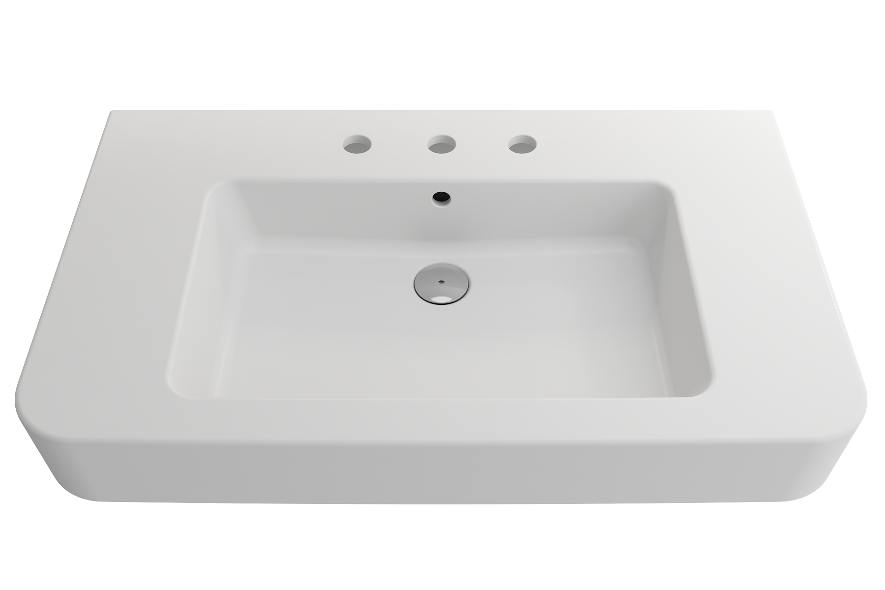 Parma Wall-Mounted Sink Fireclay 33.5 in. 3-Hole with Overflow 1124
