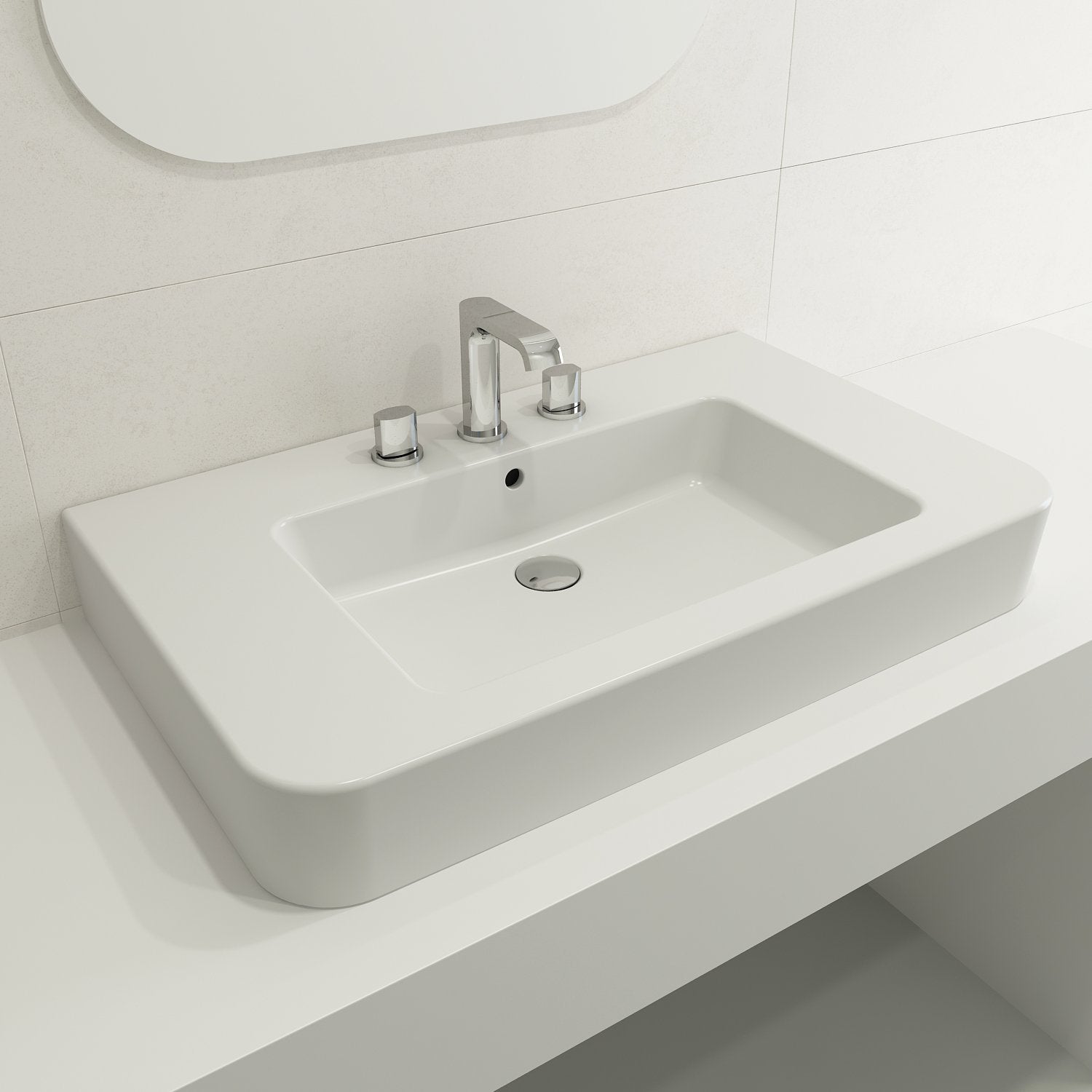 Parma Wall-Mounted Sink Fireclay 33.5 in. 3-Hole with Overflow 1124