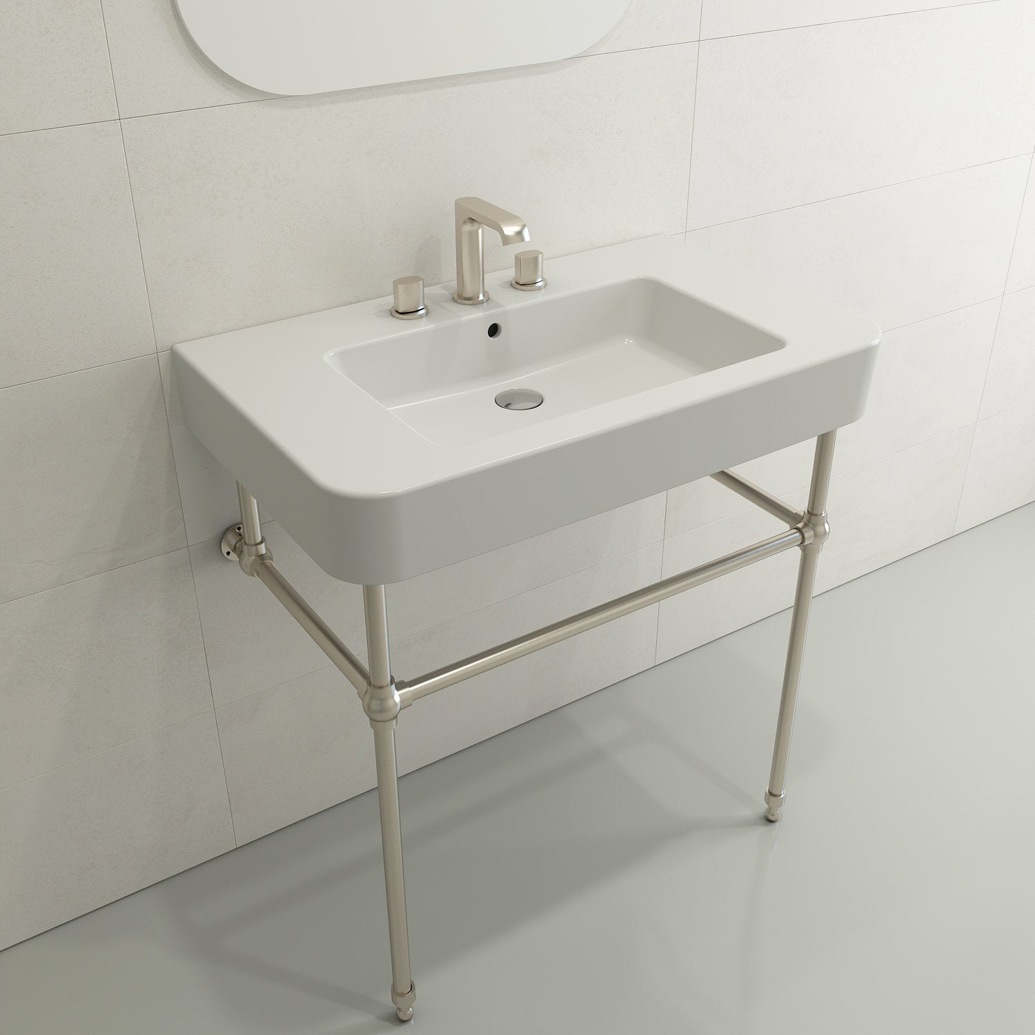 Parma Wall-Mounted Sink Fireclay 33.5 in. 3-Hole with Overflow 1124