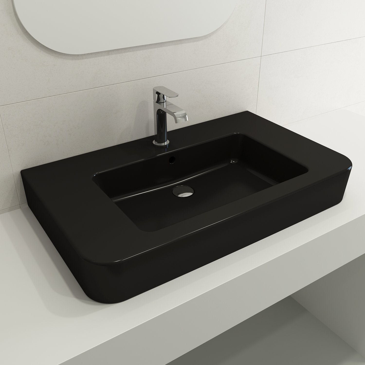 Parma Wall-Mounted Sink Fireclay 33.5 in. 1-Hole with Overflow 1124
