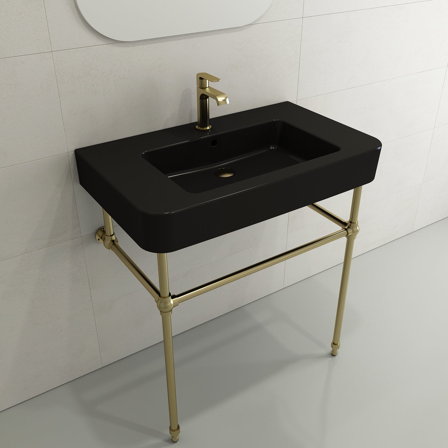 Parma Wall-Mounted Sink Fireclay 33.5 in. 1-Hole with Overflow 1124