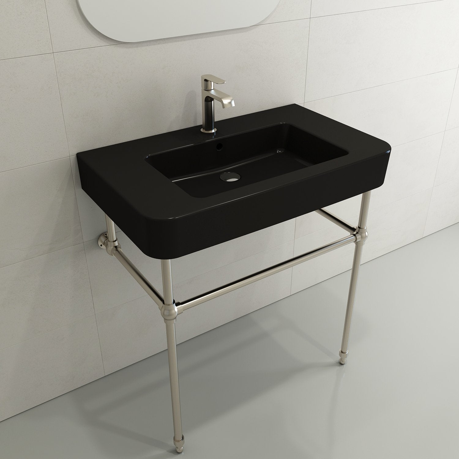 Parma Wall-Mounted Sink Fireclay 33.5 in. 1-Hole with Overflow 1124