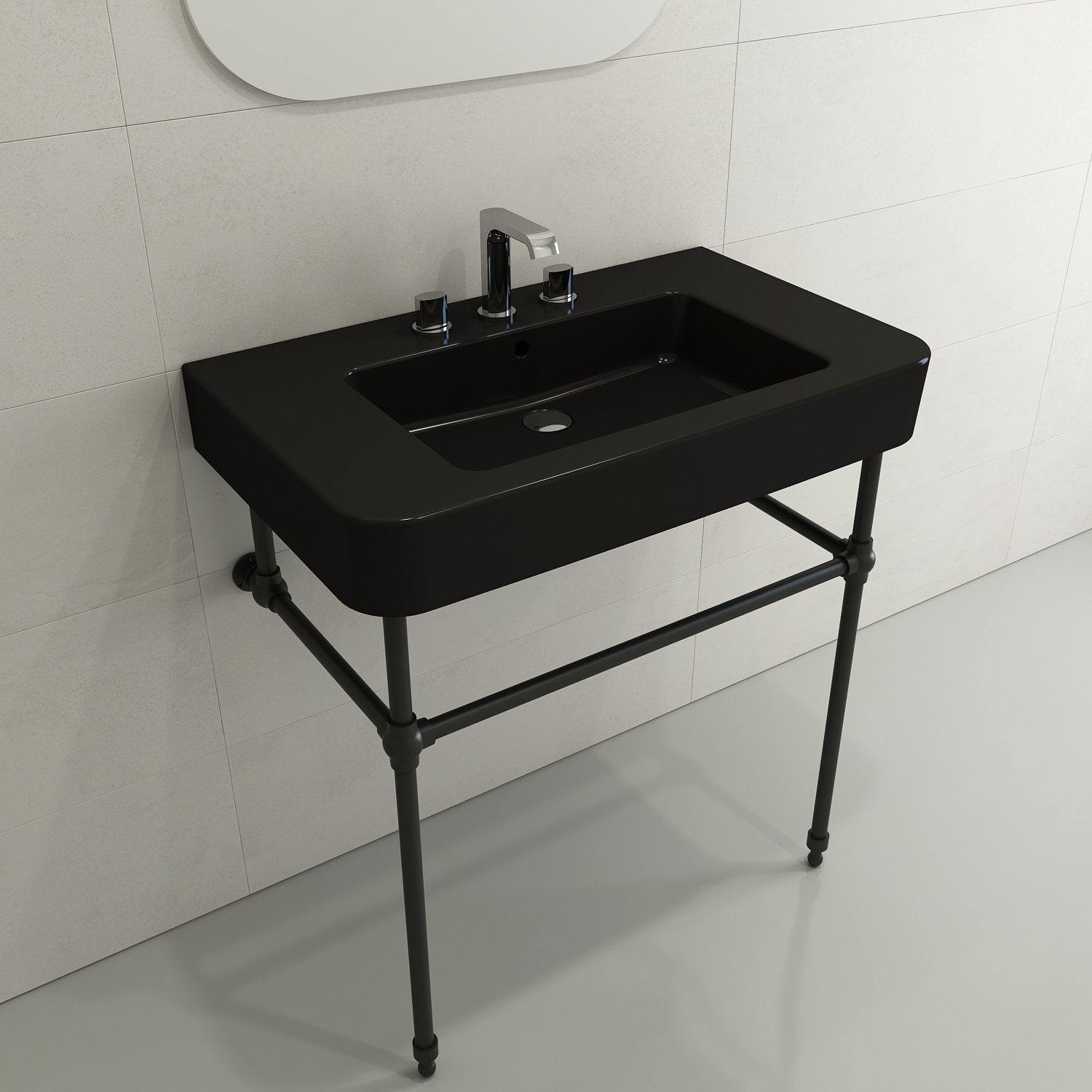 Parma Wall-Mounted Sink Fireclay 33.5 in. 3-Hole with Overflow 1124