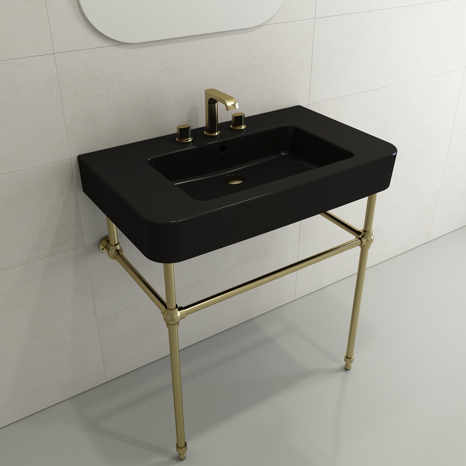 Parma Wall-Mounted Sink Fireclay 33.5 in. 3-Hole with Overflow 1124