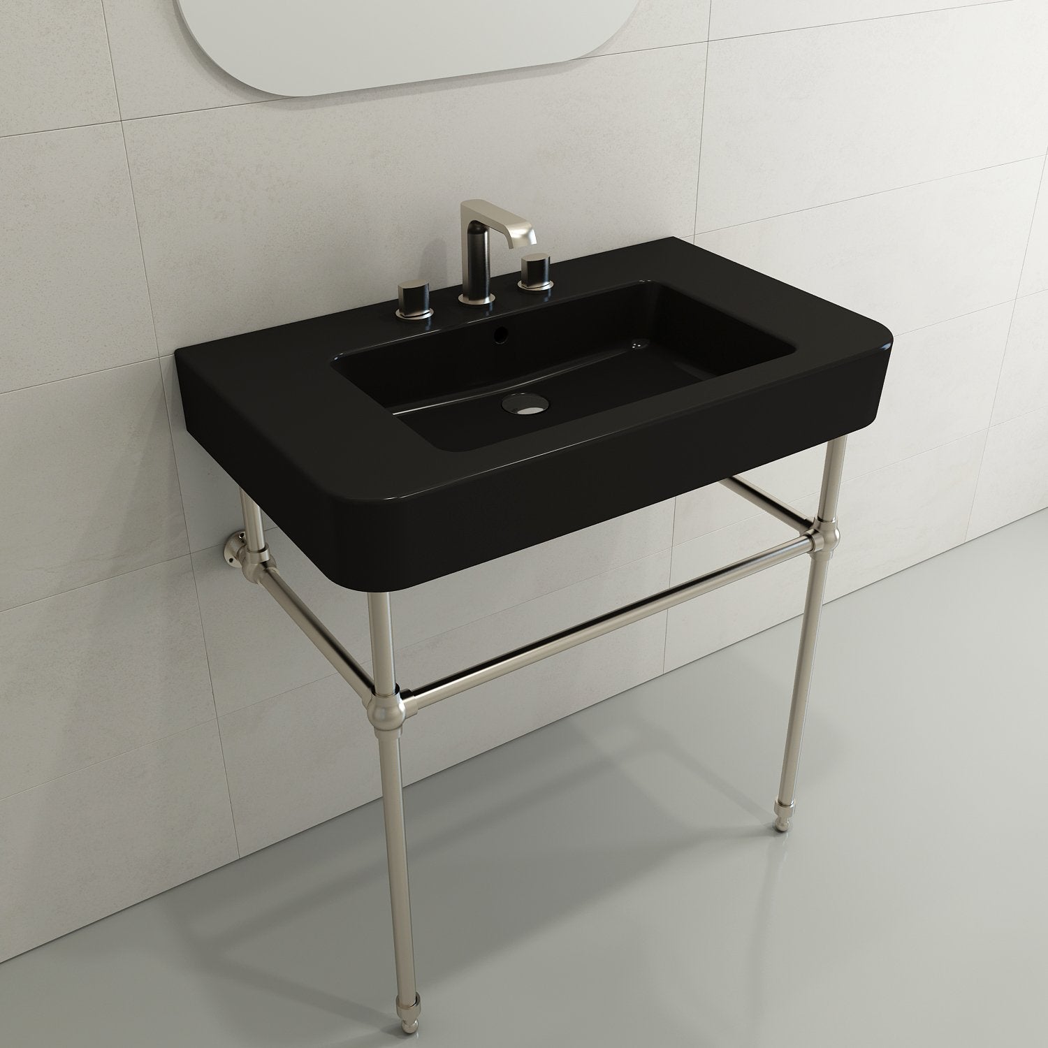 Parma Wall-Mounted Sink Fireclay 33.5 in. 3-Hole with Overflow 1124