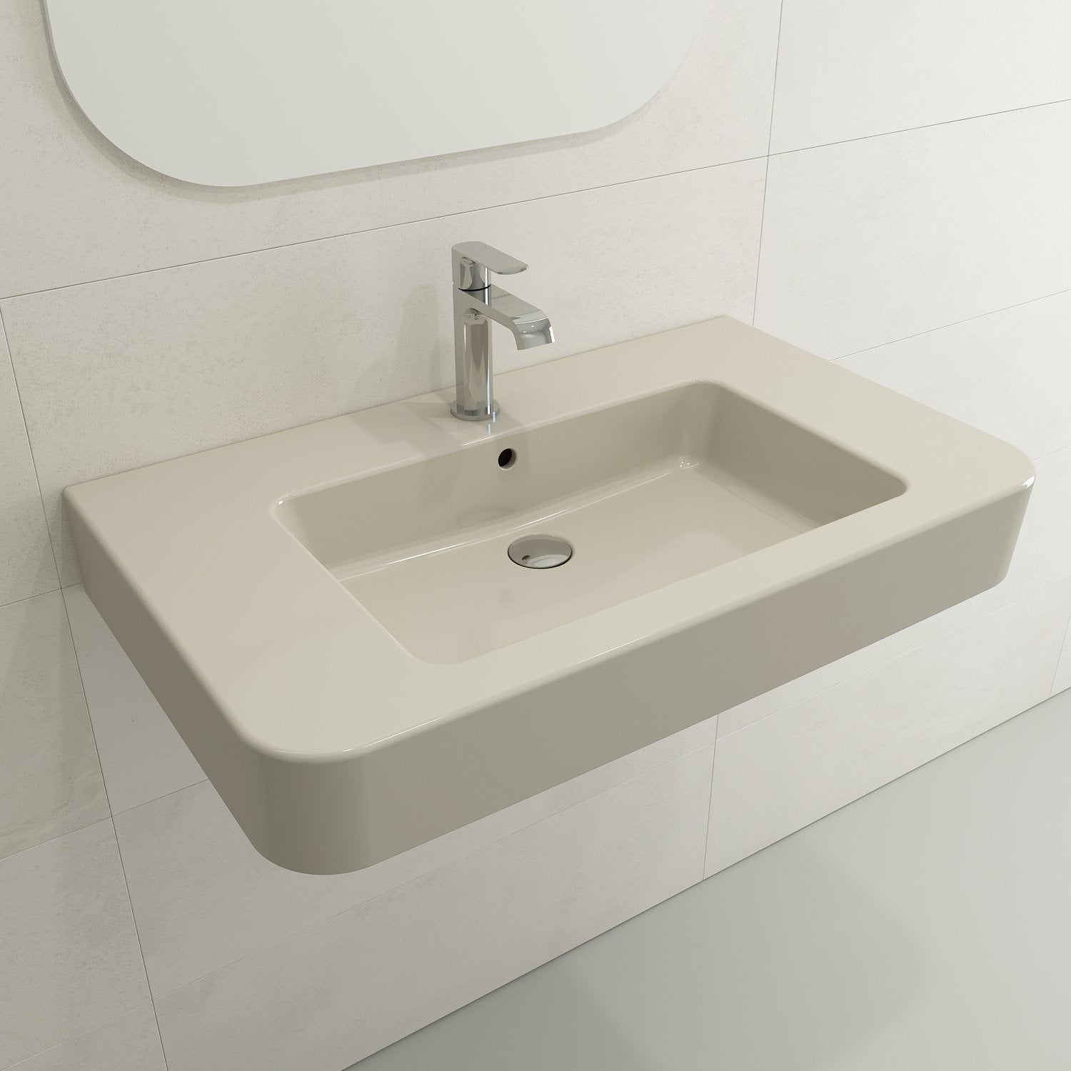 Parma Wall-Mounted Sink Fireclay 33.5 in. 1-Hole with Overflow 1124