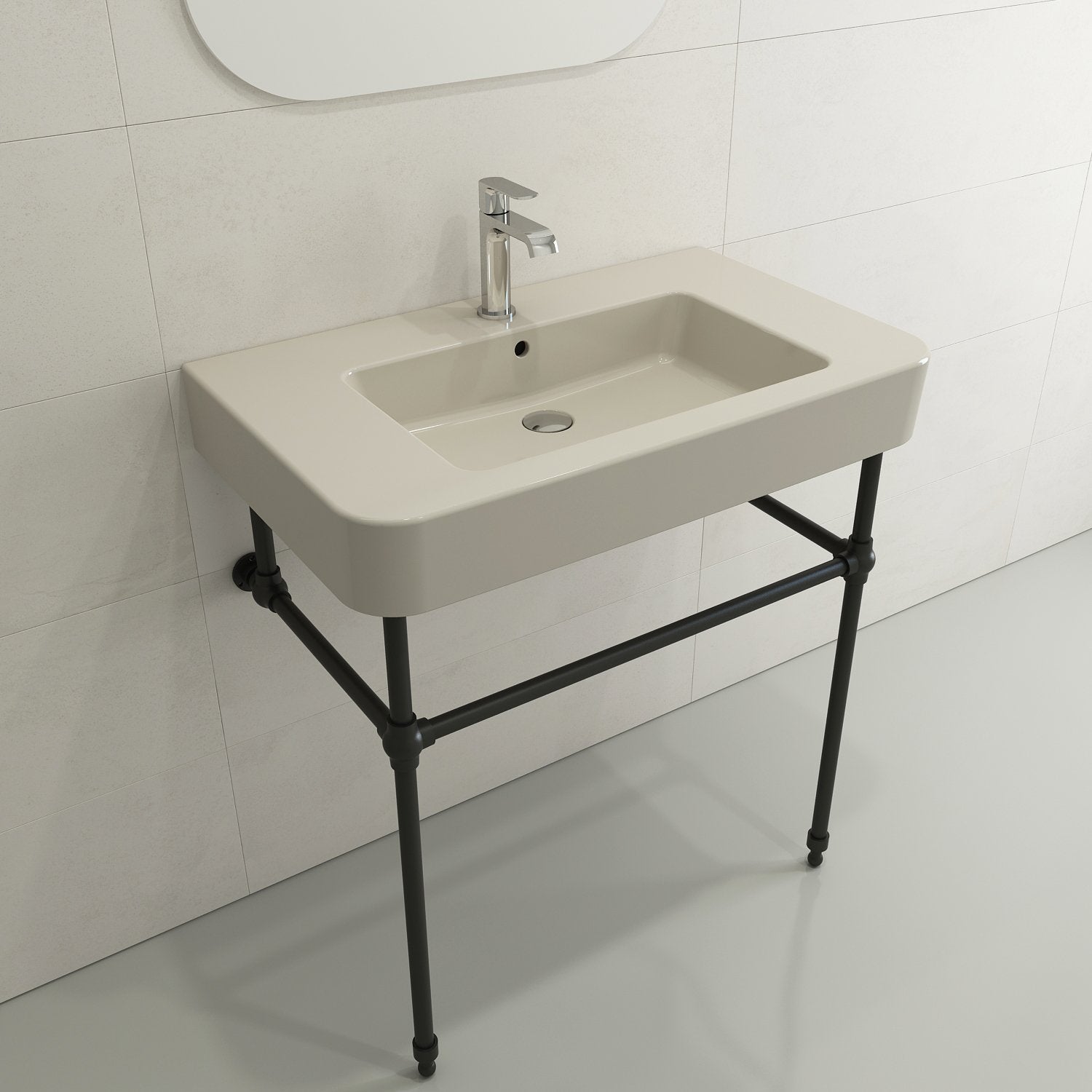 Parma Wall-Mounted Sink Fireclay 33.5 in. 1-Hole with Overflow 1124