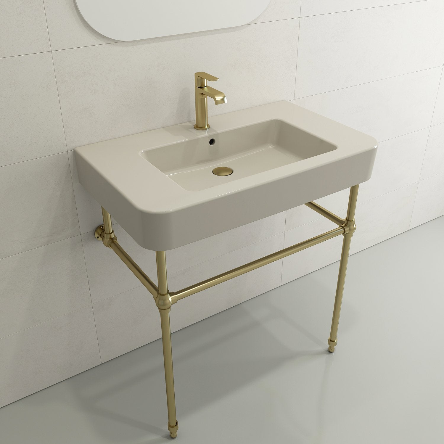 Parma Wall-Mounted Sink Fireclay 33.5 in. 1-Hole with Overflow 1124