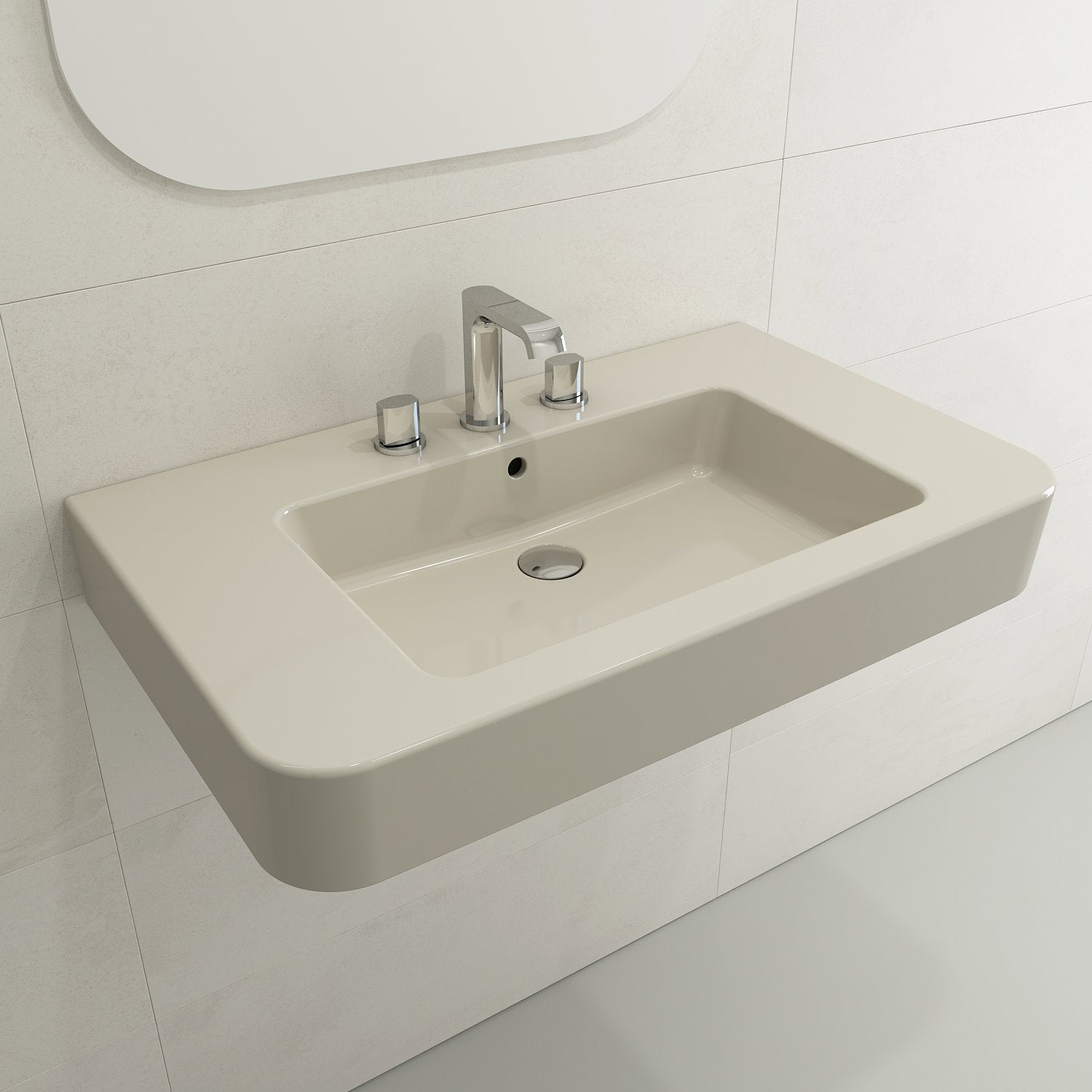 Parma Wall-Mounted Sink Fireclay 33.5 in. 3-Hole with Overflow 1124