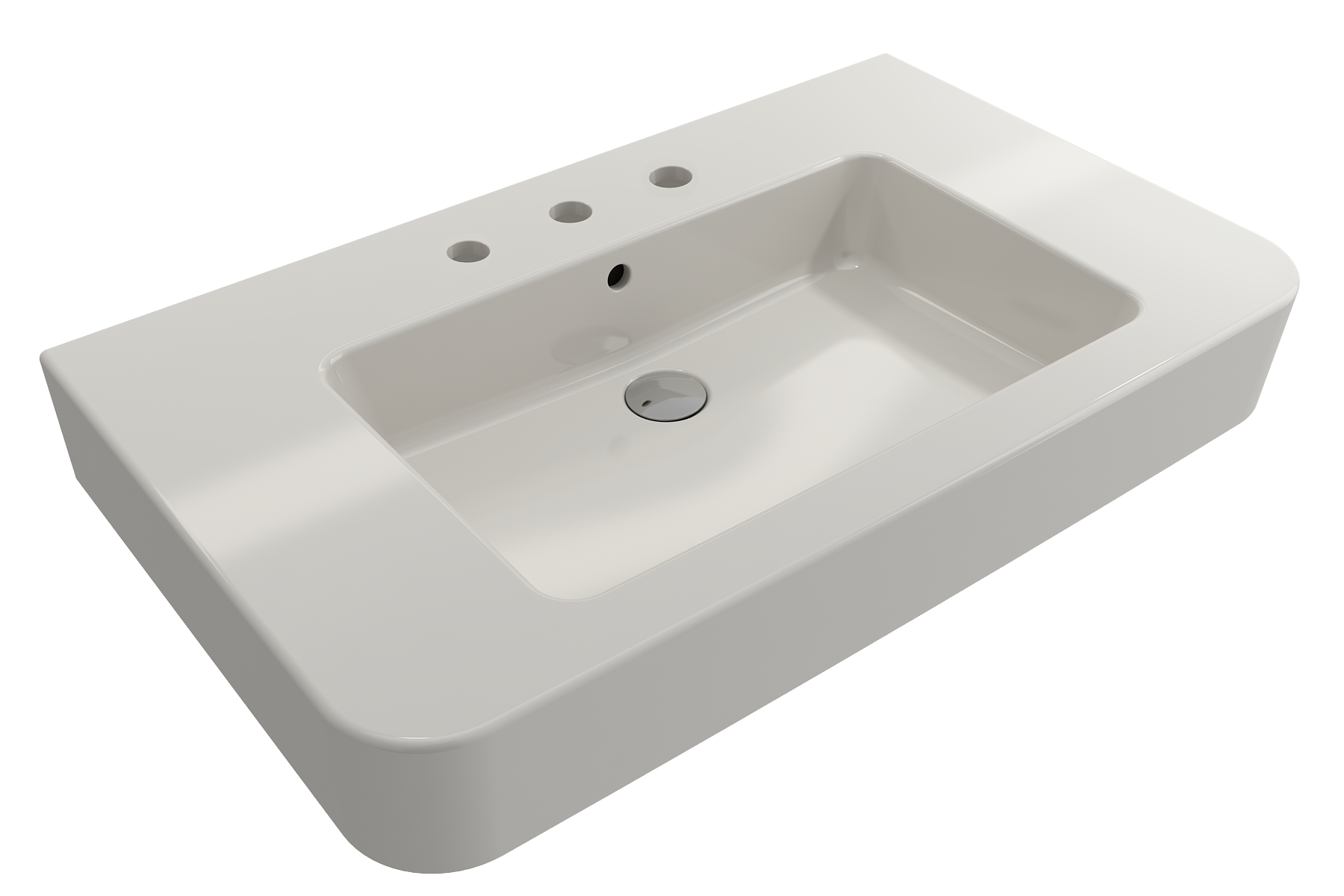 Parma Wall-Mounted Sink Fireclay 33.5 in. 3-Hole with Overflow 1124