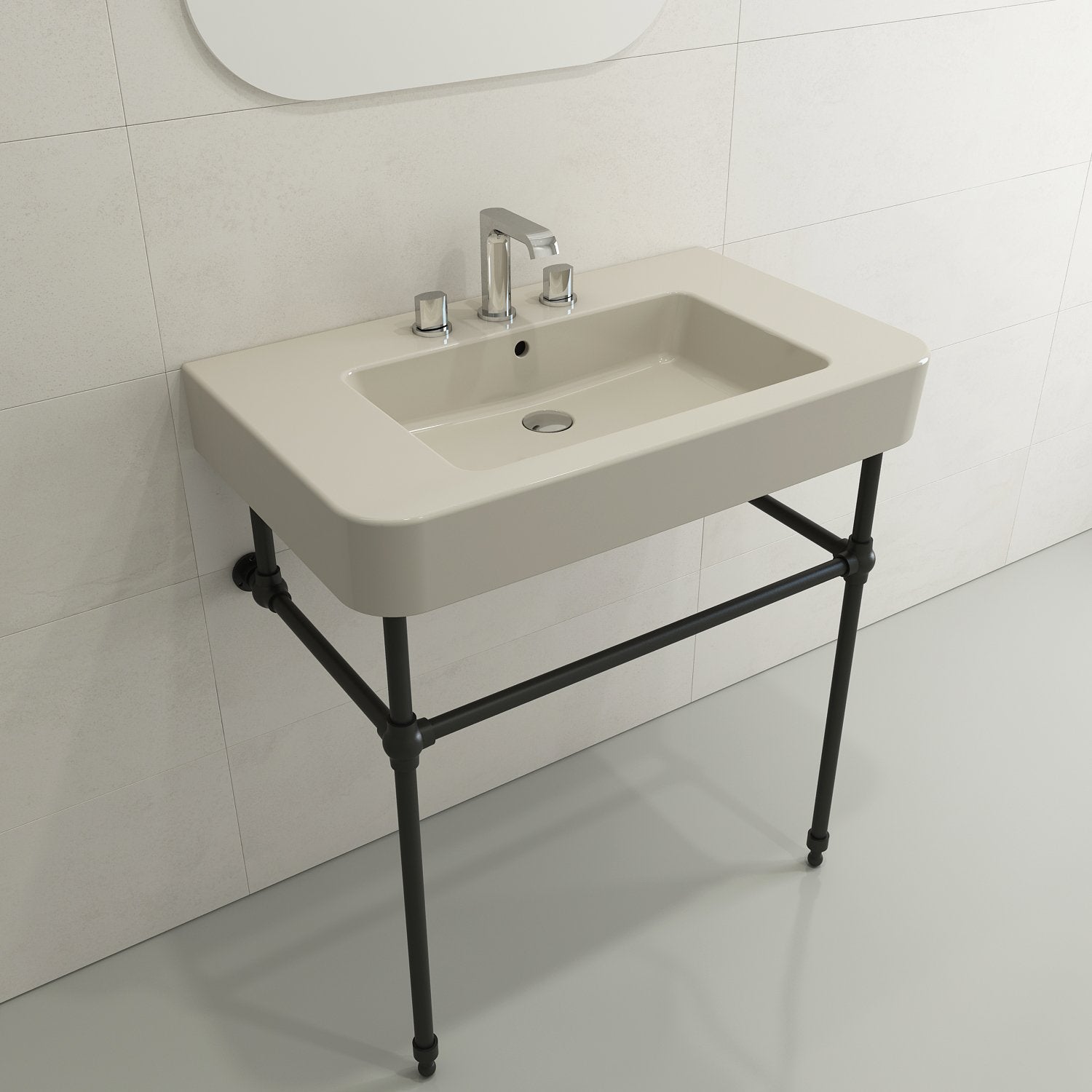 Parma Wall-Mounted Sink Fireclay 33.5 in. 3-Hole with Overflow 1124