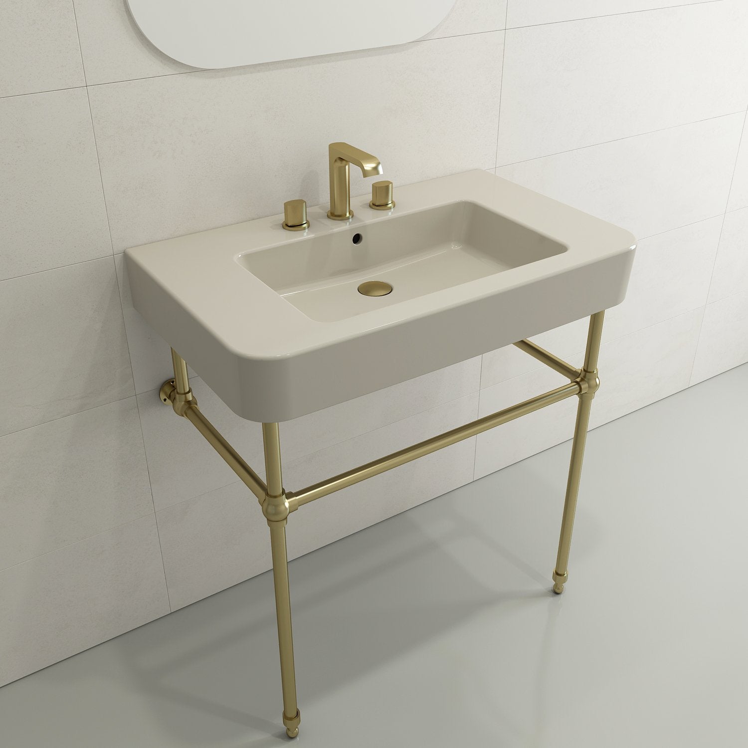 Parma Wall-Mounted Sink Fireclay 33.5 in. 3-Hole with Overflow 1124