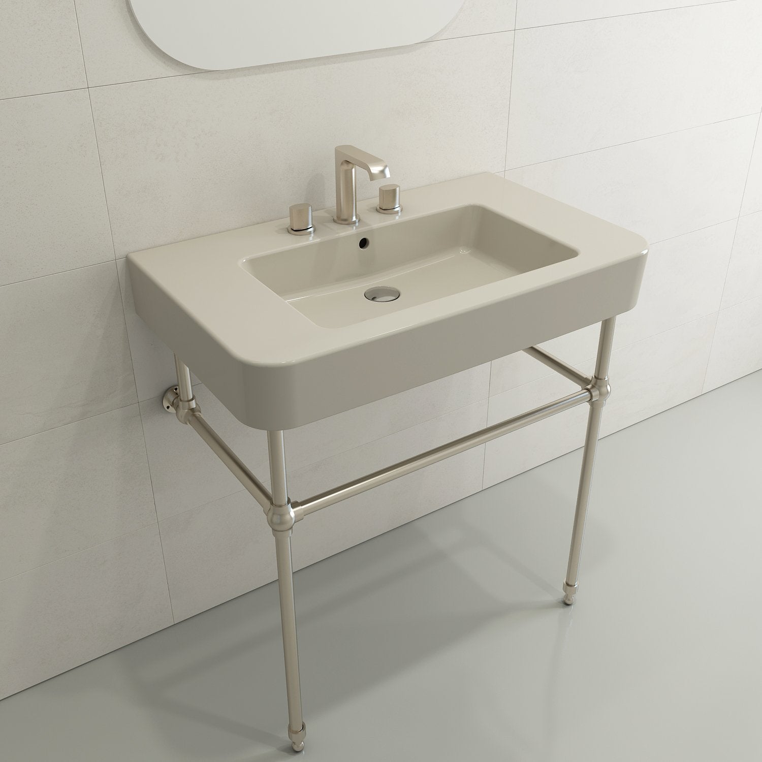 Parma Wall-Mounted Sink Fireclay 33.5 in. 3-Hole with Overflow 1124