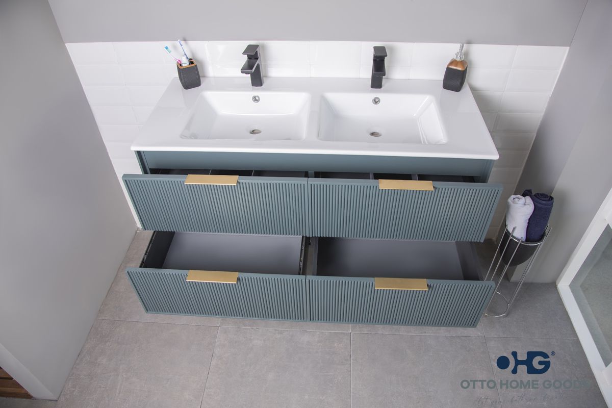Sorrento 48" Forest Green Double Bowls Bathroom Cabinet
